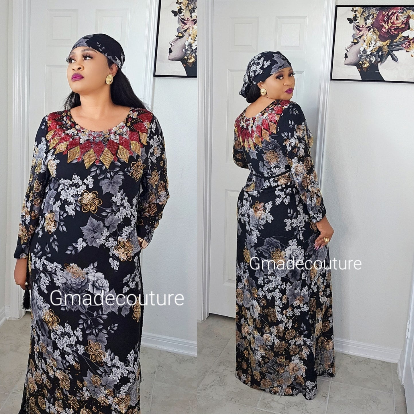 Bimbs Million stones kaftan with Blinged sleeve