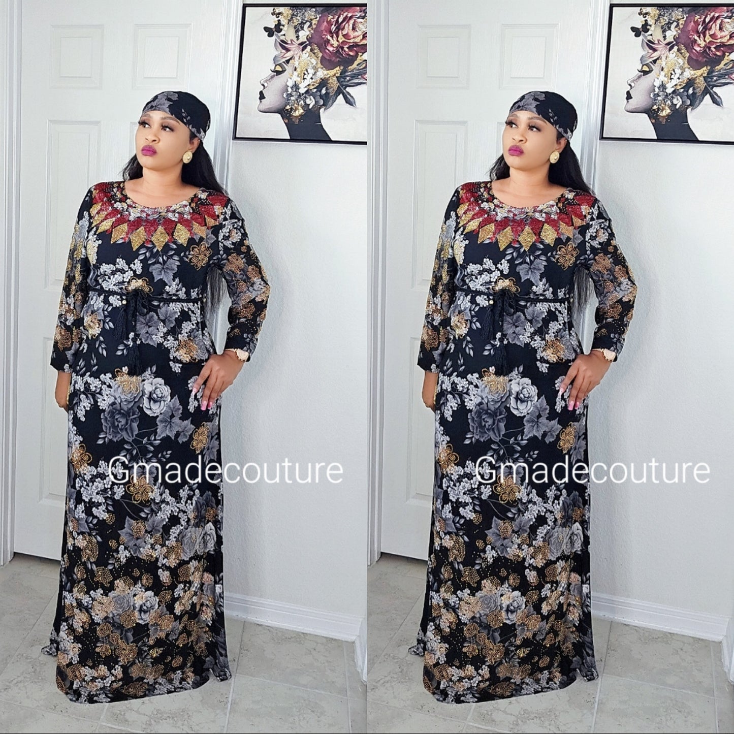 Bimbs Million stones kaftan with Blinged sleeve