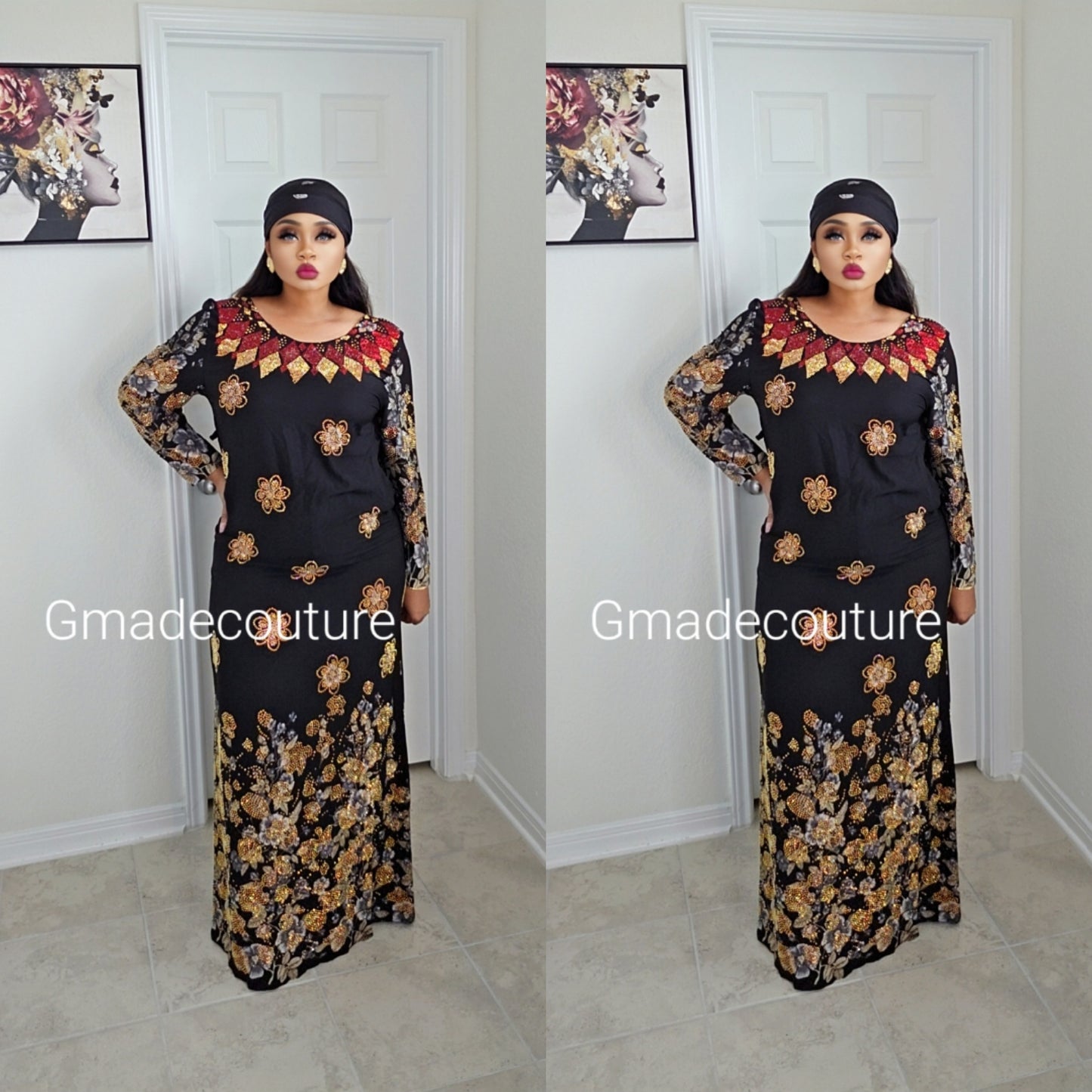 Bimbs Million stones kaftan with Blinged sleeves