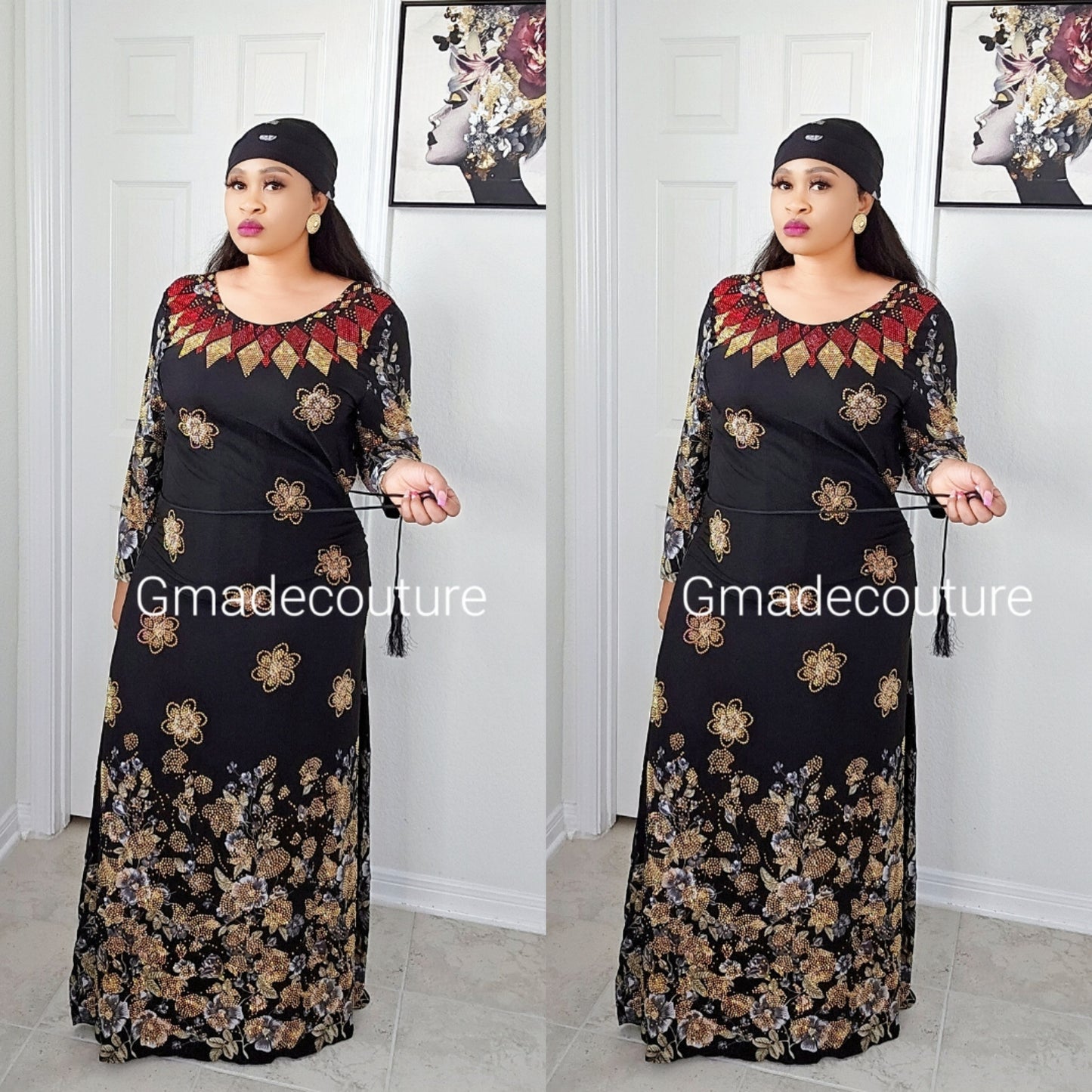 Bimbs Million stones kaftan with Blinged sleeves