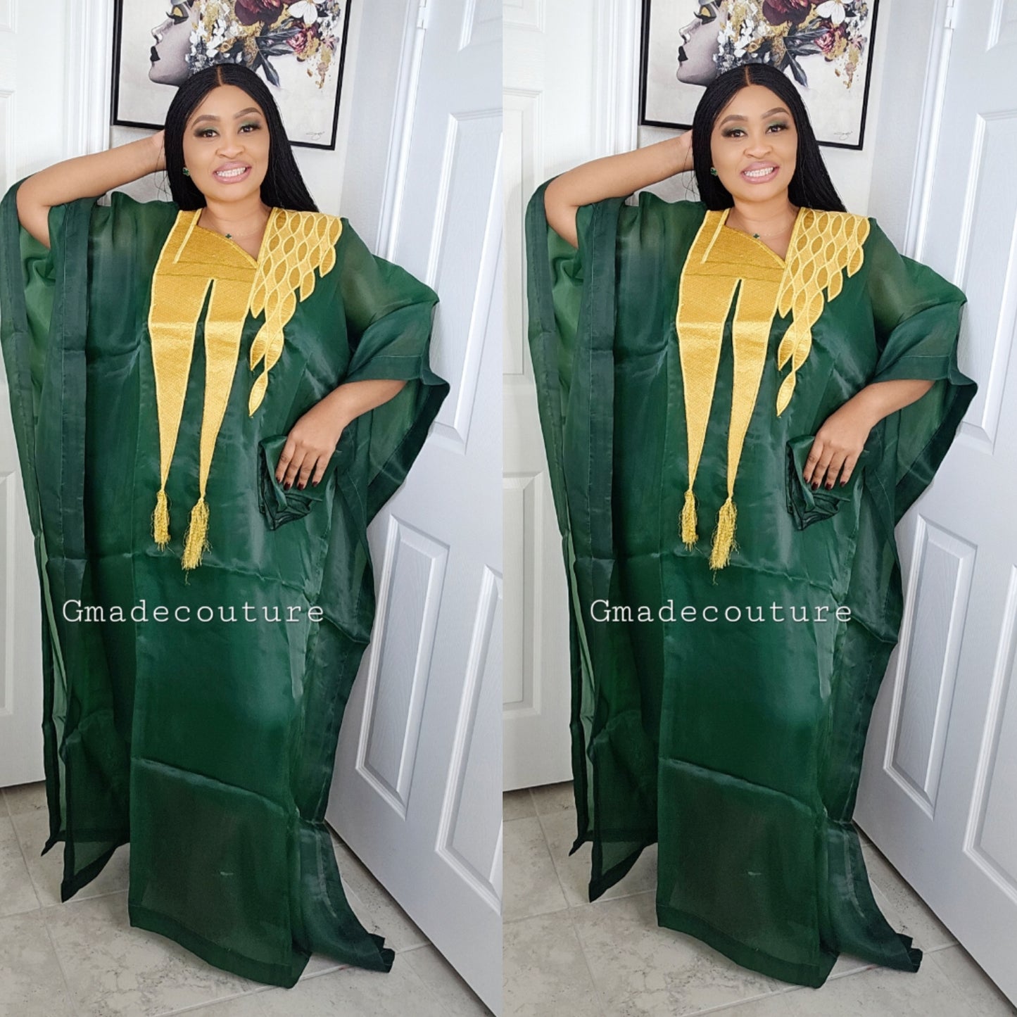 Princess Karo Rich Aunty Organdi Bubu Dress - Kaftan with Matching Scarf