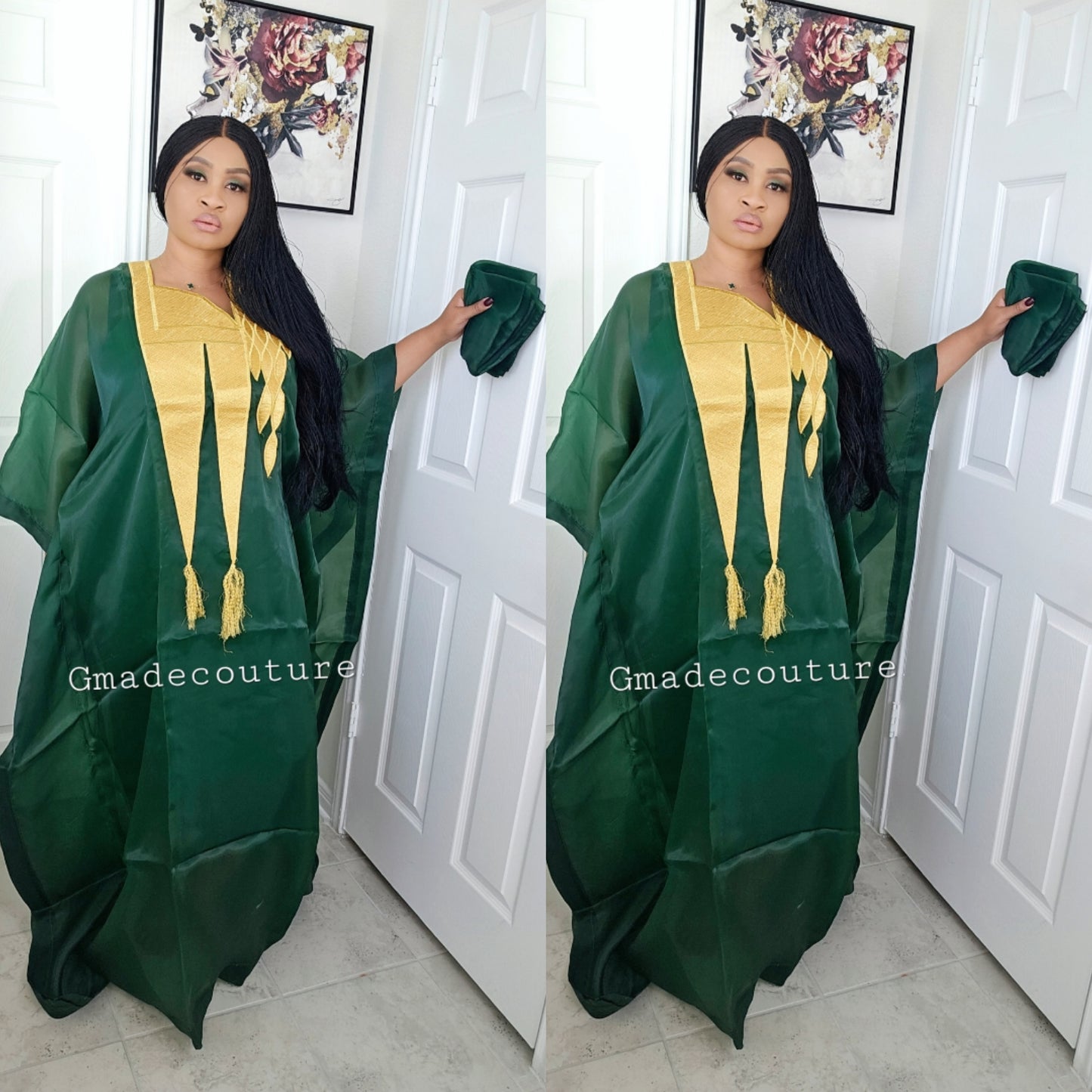 Princess Karo Rich Aunty Organdi Bubu Dress - Kaftan with Matching Scarf