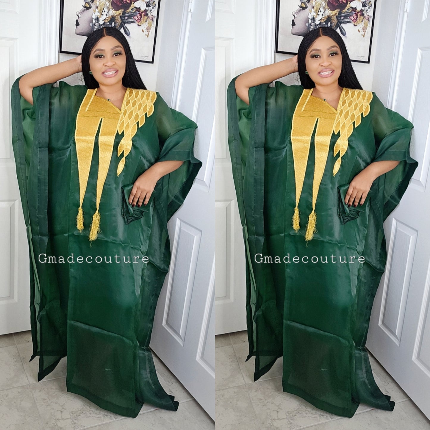 Princess Karo Rich Aunty Organdi Bubu Dress - Kaftan with Matching Scarf