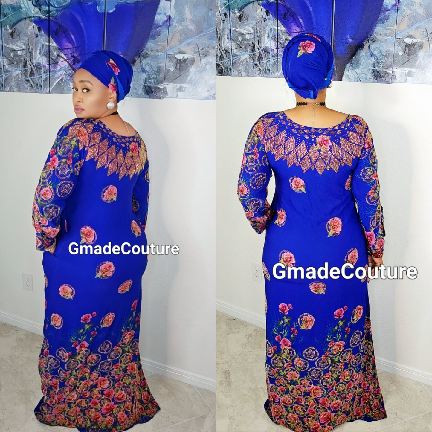 Tiwa Million stones kaftan with Blinged sleeve