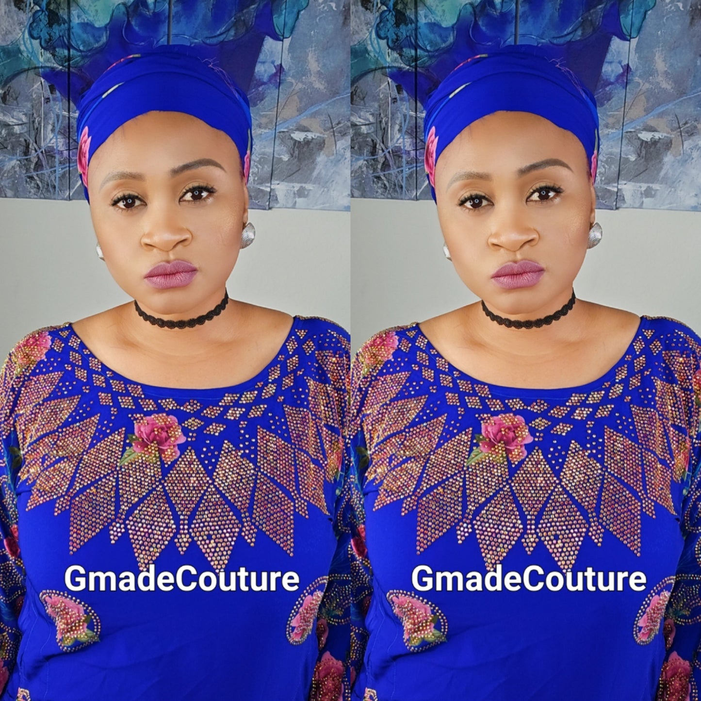 Tiwa Million stones kaftan with Blinged sleeve