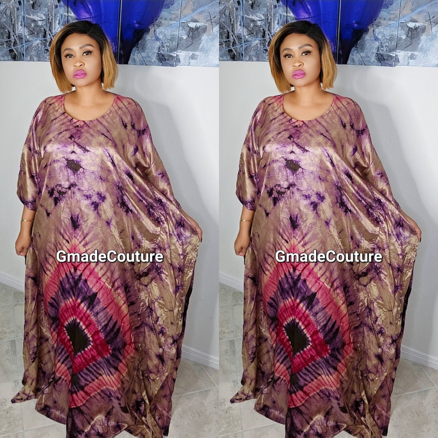 Ready to wear Silk Adire Bubu Elegant Maxi Dress/ Bubu -21