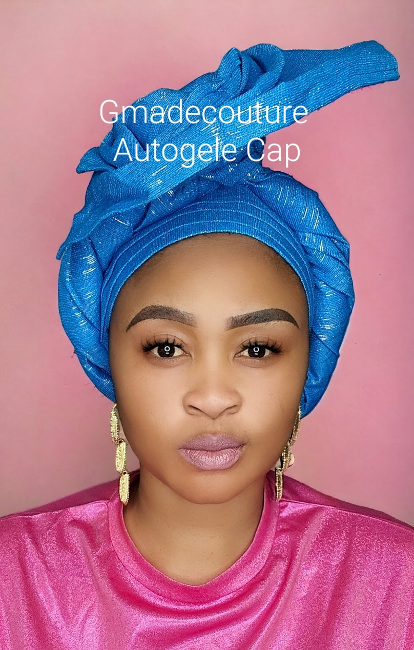Aso oke auto-turban cap side up-do with embellishments/ Aso oke / Bridal/ Headtie/ Gele/ Autogele
