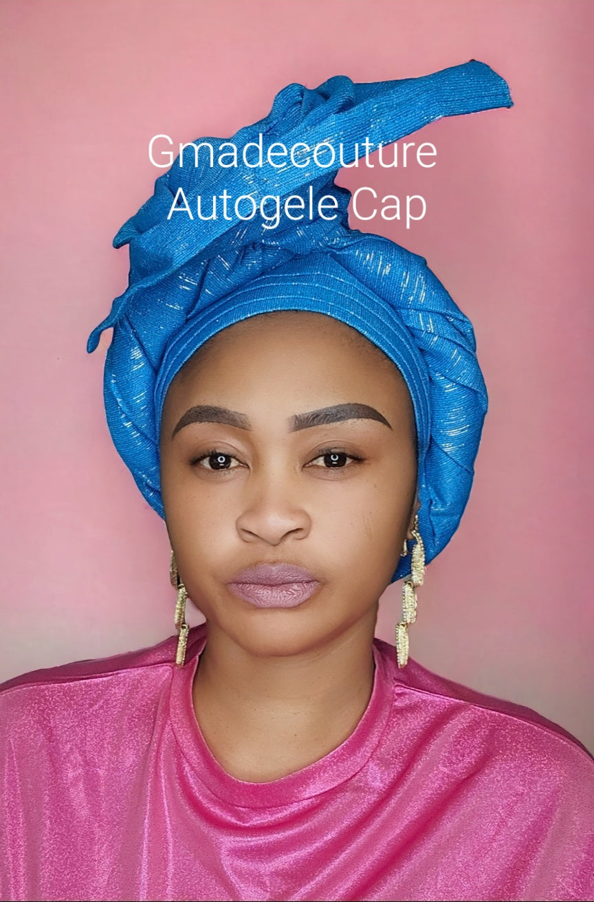 Aso oke auto-turban cap side up-do with embellishments/ Aso oke / Bridal/ Headtie/ Gele/ Autogele