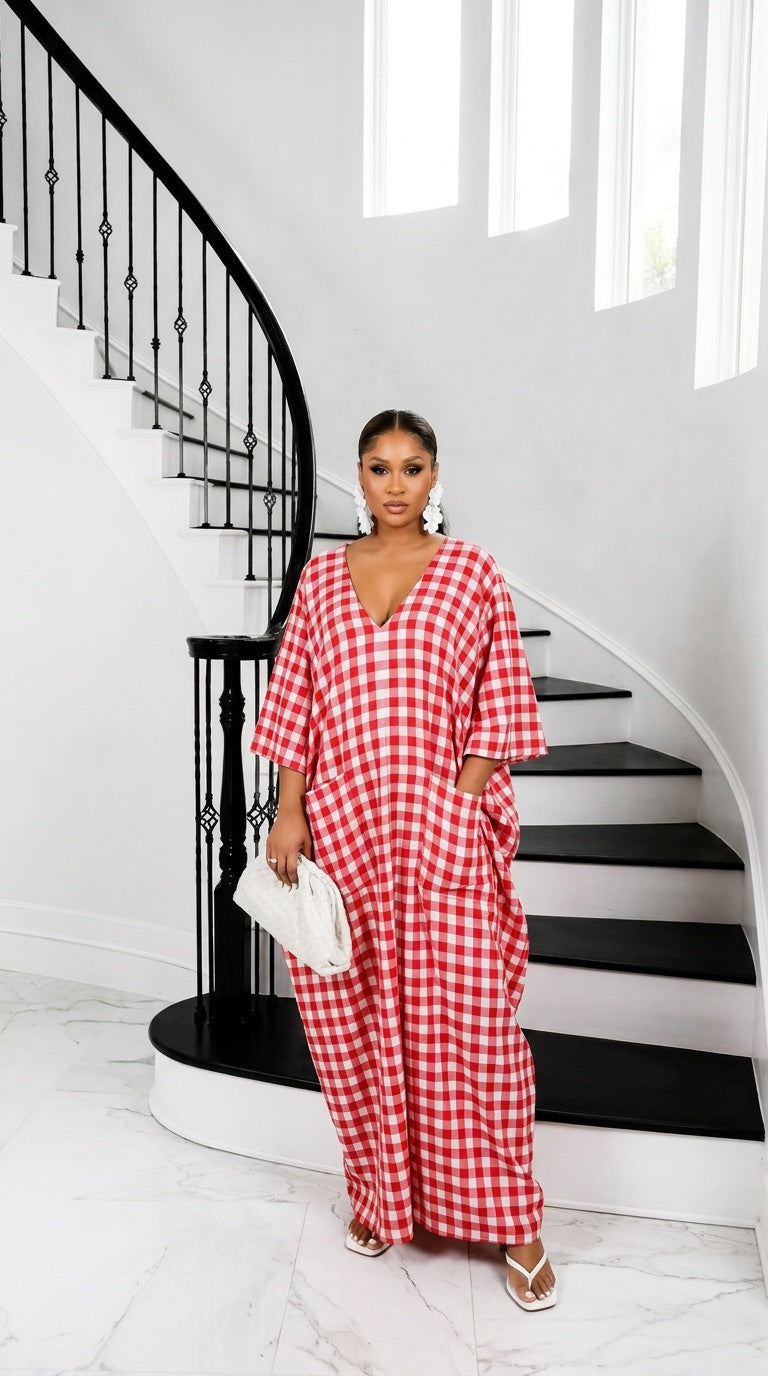 Heritage Luxe Gingham Bubu – Poppy