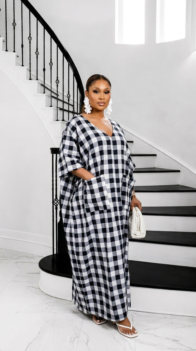Heritage Luxe Gingham Bubu – Pebble