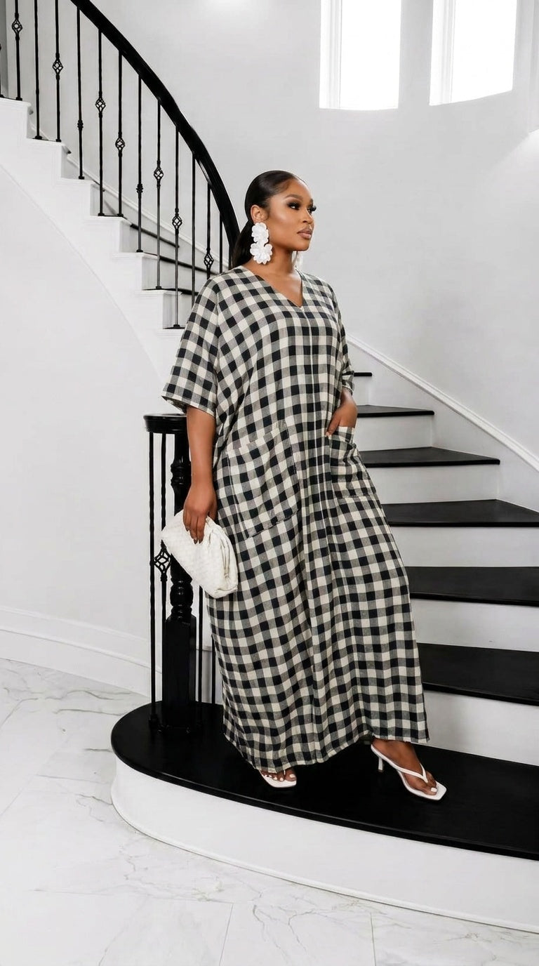 Heritage Luxe Gingham Bubu- Noir