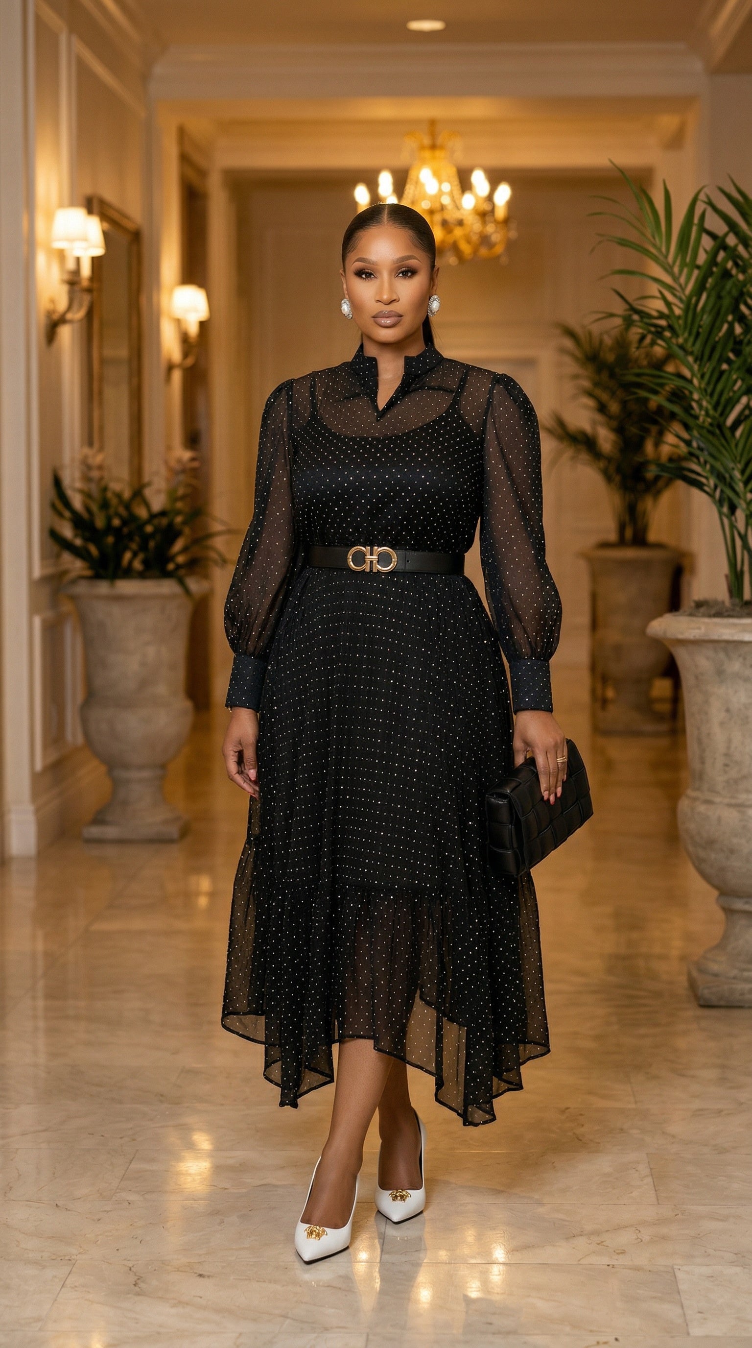 Sienna Crystal Chiffon Dress