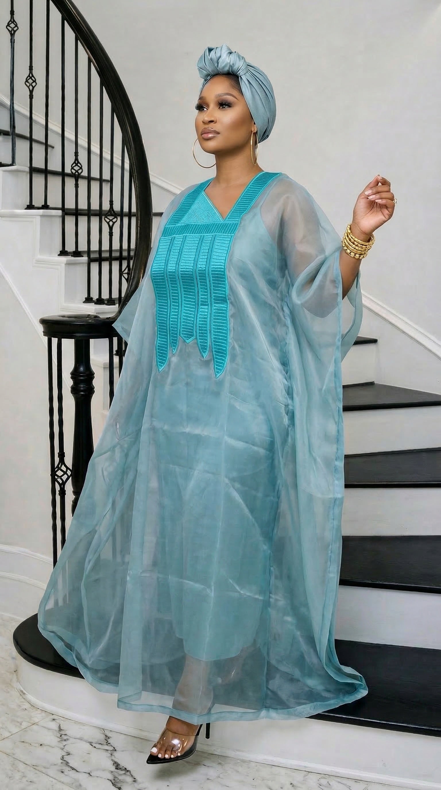 Amara Silk Chiffon Bubu Blue