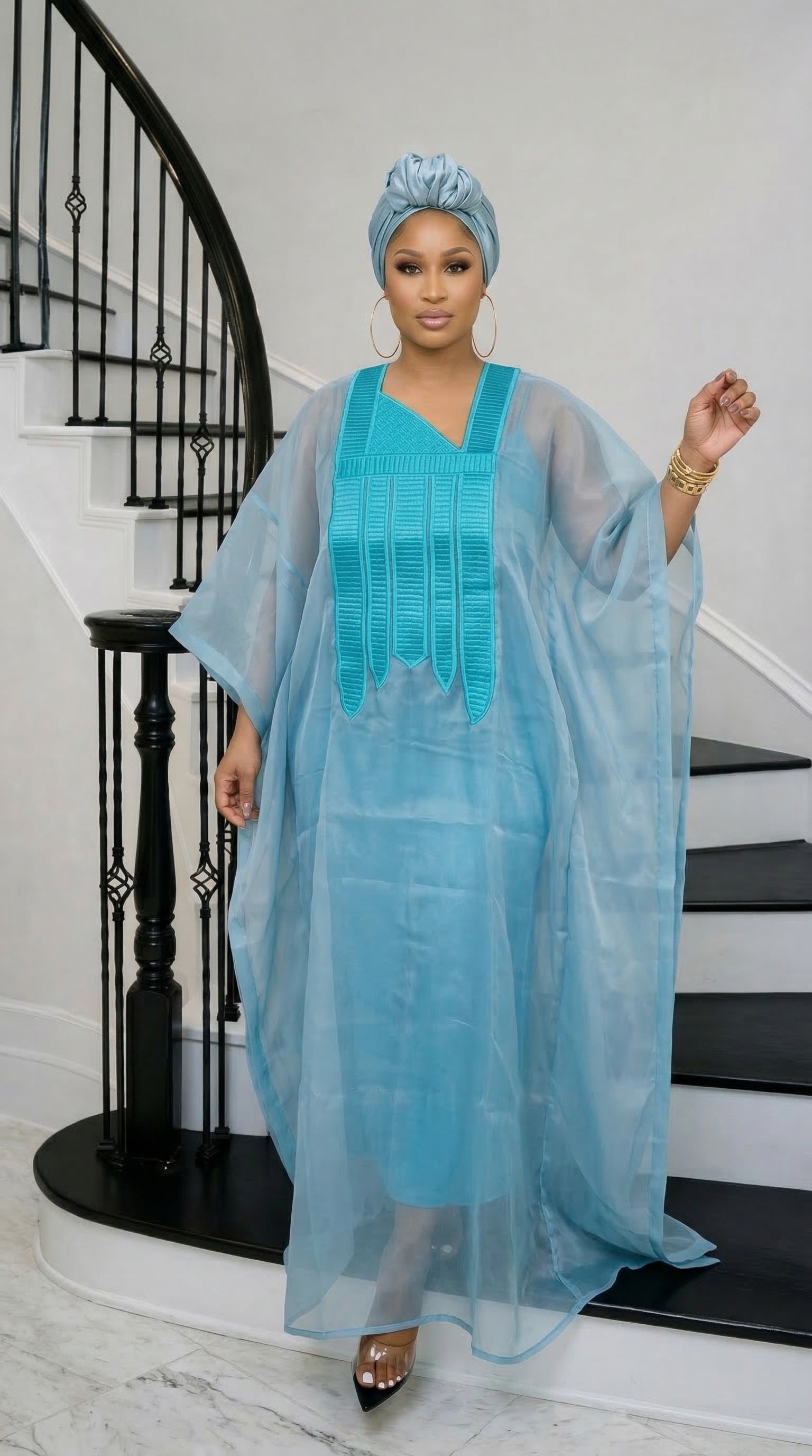 Amara Silk Chiffon Bubu Blue