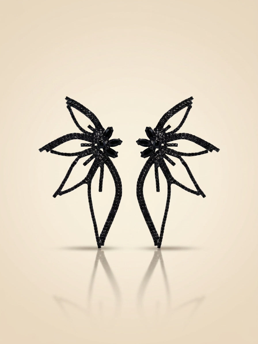 Aurora Bloom Statement Earrings - Black