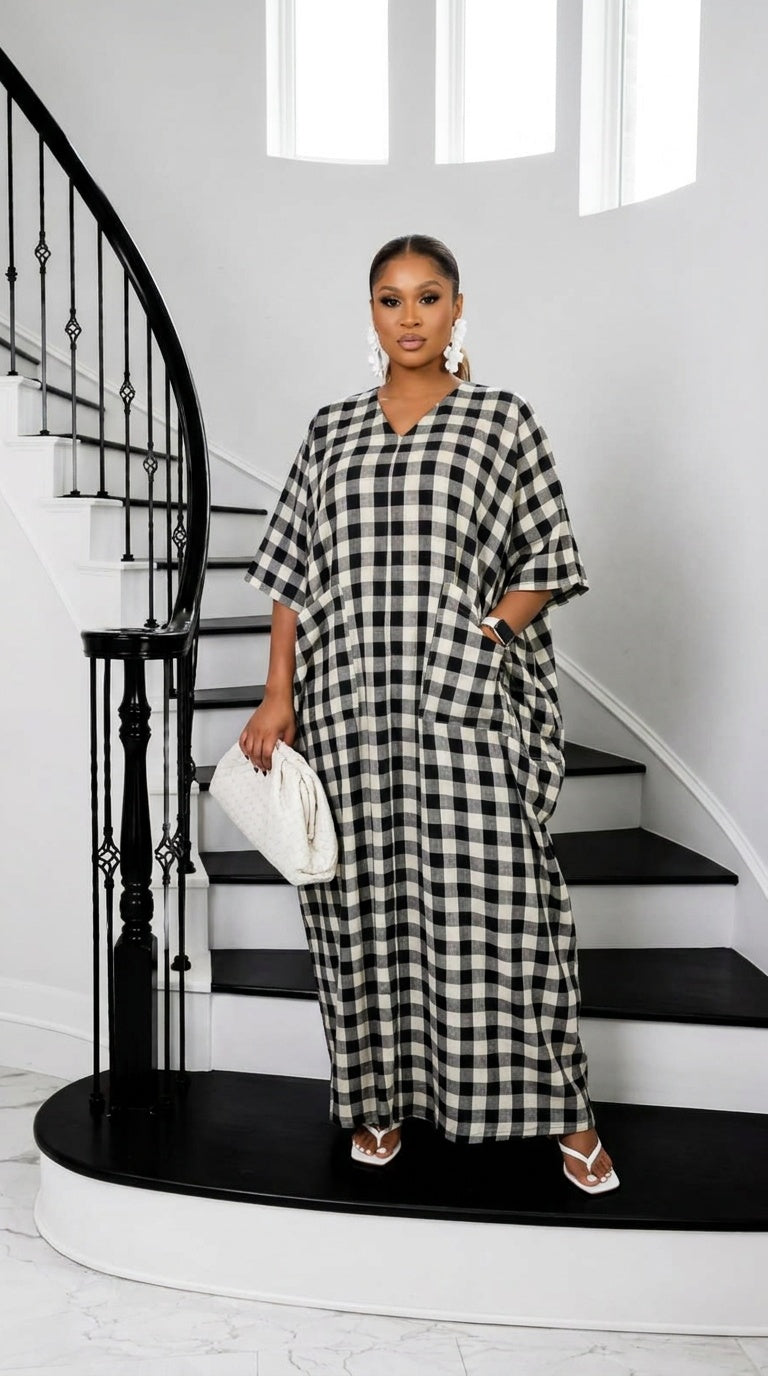 Heritage Luxe Gingham Bubu- Noir