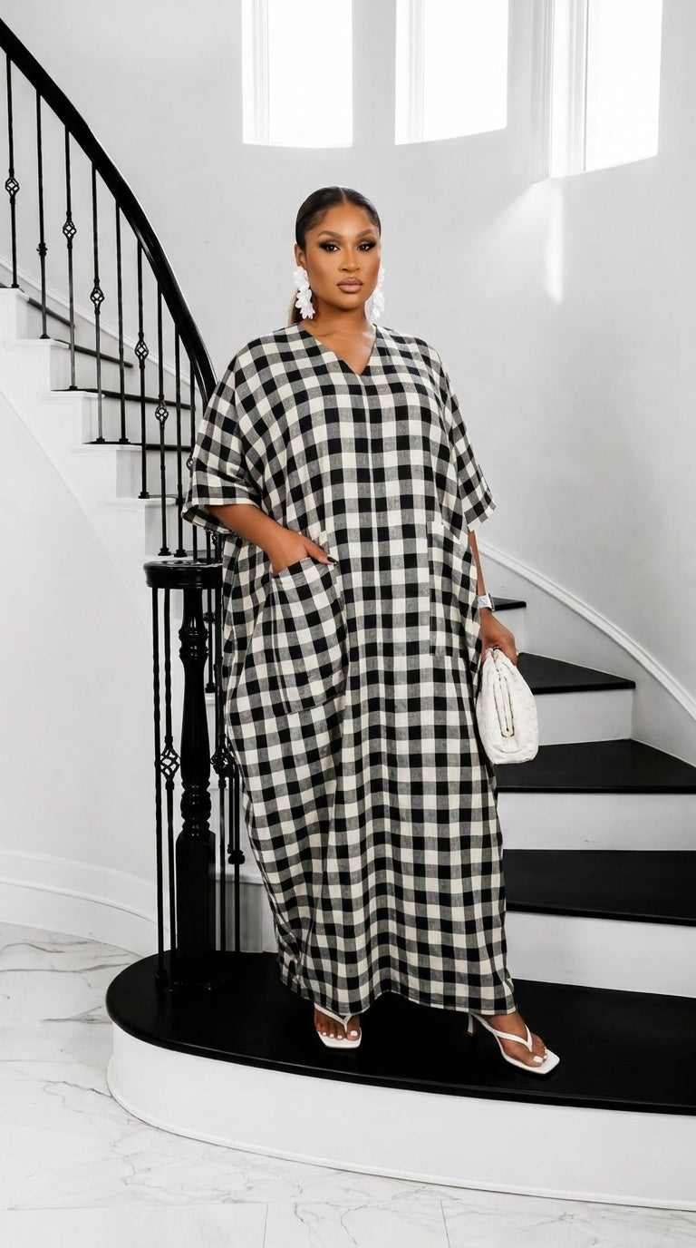 Heritage Luxe Gingham Bubu- Noir