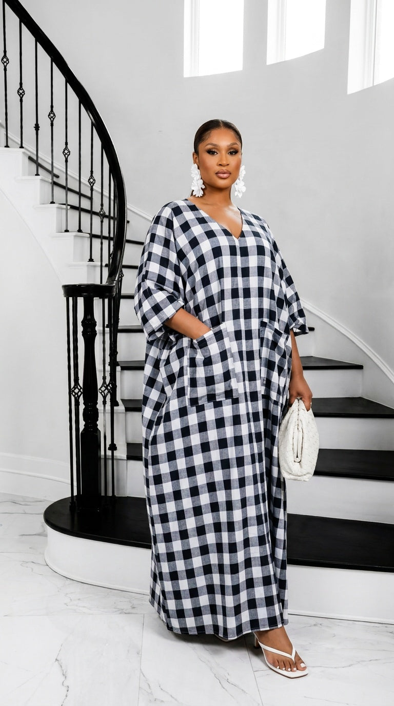 Heritage Luxe Gingham Bubu – Pebble