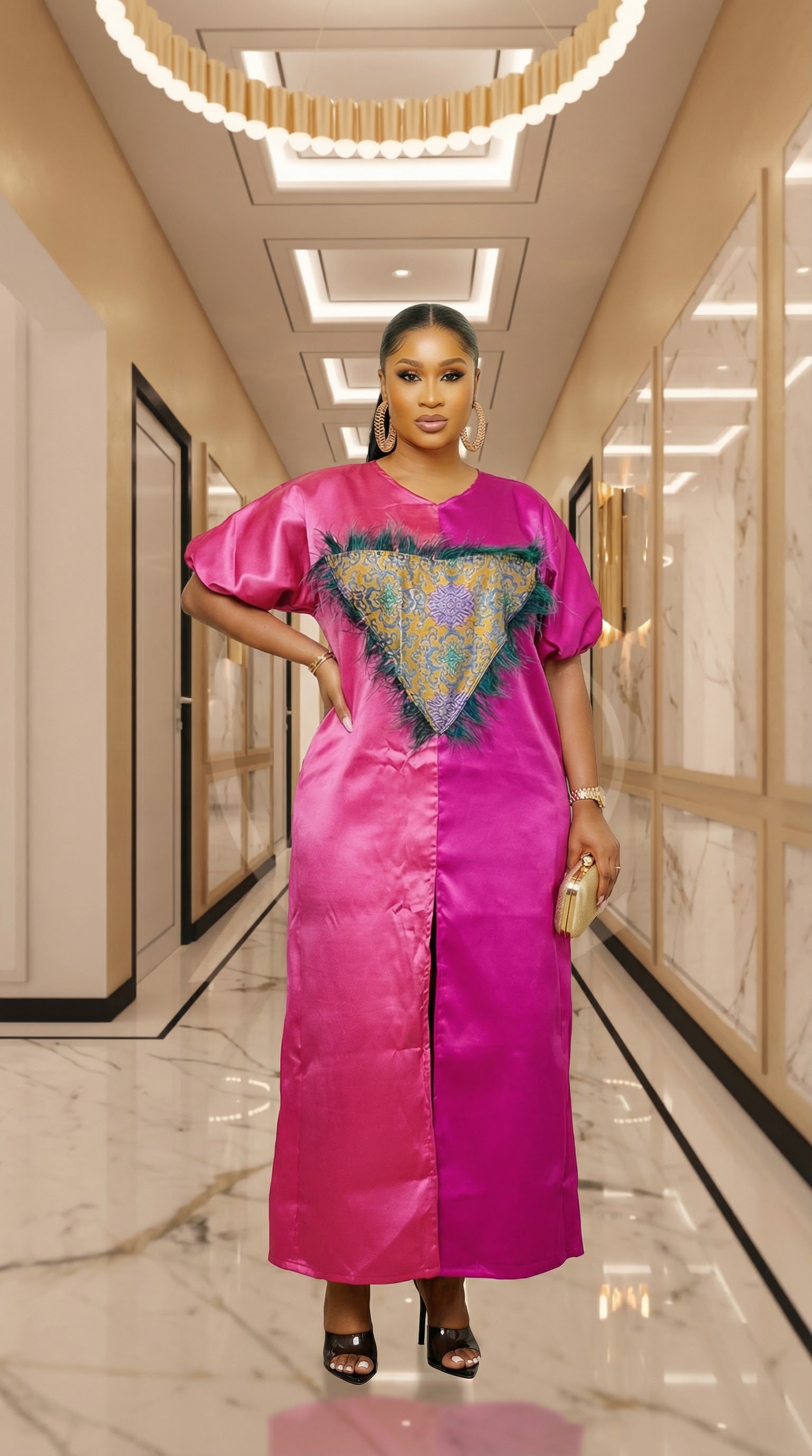 Mikado Two-Toned Rich Aunty Bubu Dress