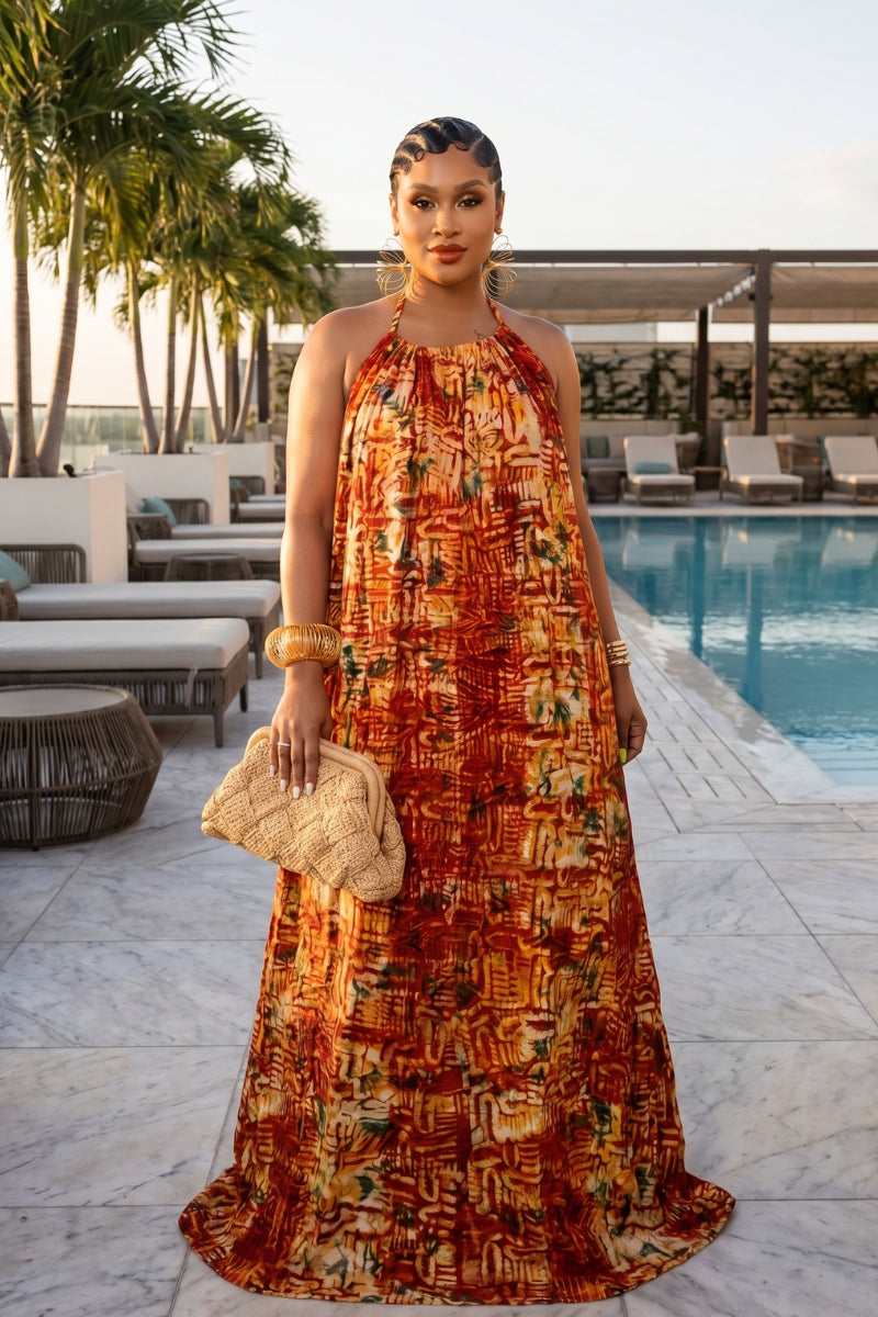 Adire Heiress Open-Back Maxi Dress