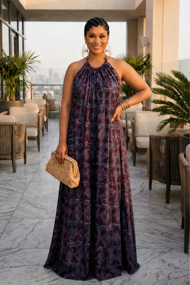 Adire Heiress Open-Back Maxi Dress