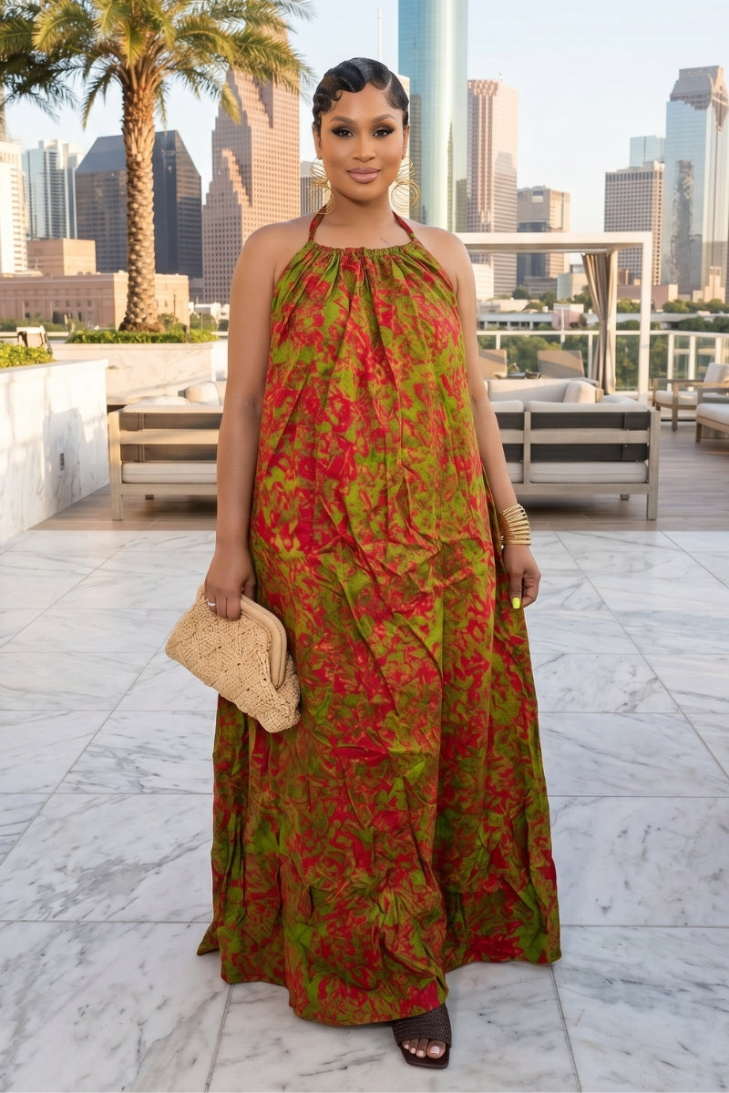 Adire Heiress Open-Back Maxi Dress