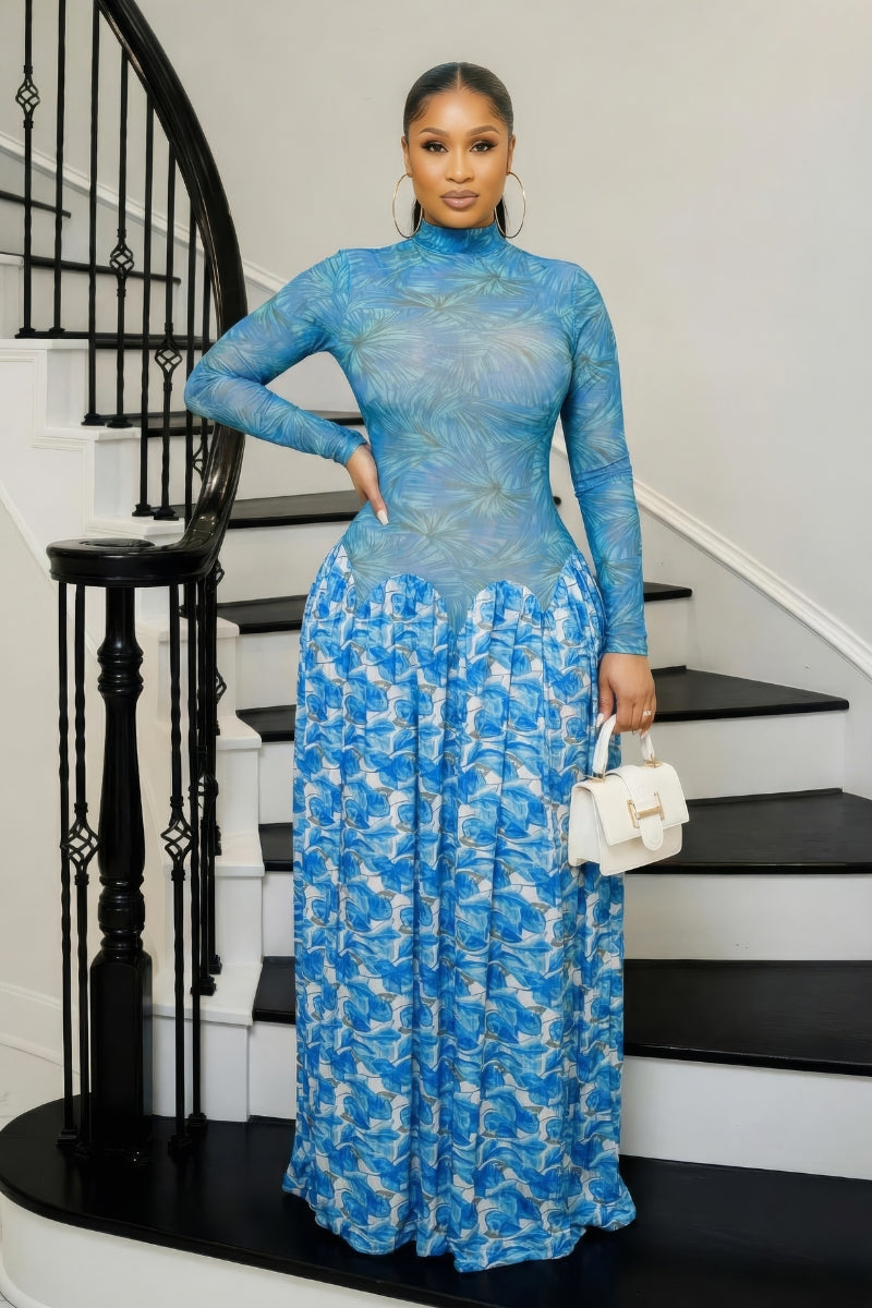 ZIVA Sheer High-Neck Dress