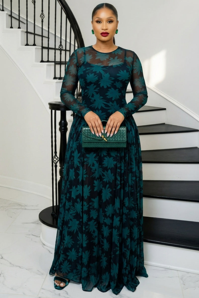 THE EMERALD VEIL Illusion Mesh Gown