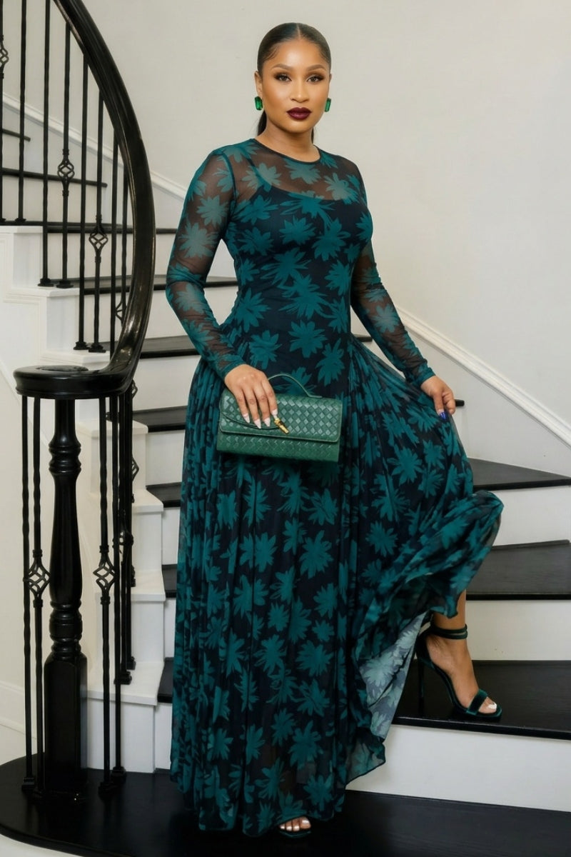 THE EMERALD VEIL Illusion Mesh Gown