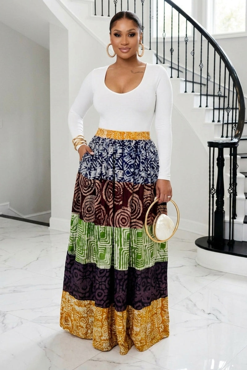 Adanna Patchwork Maxi Skirt