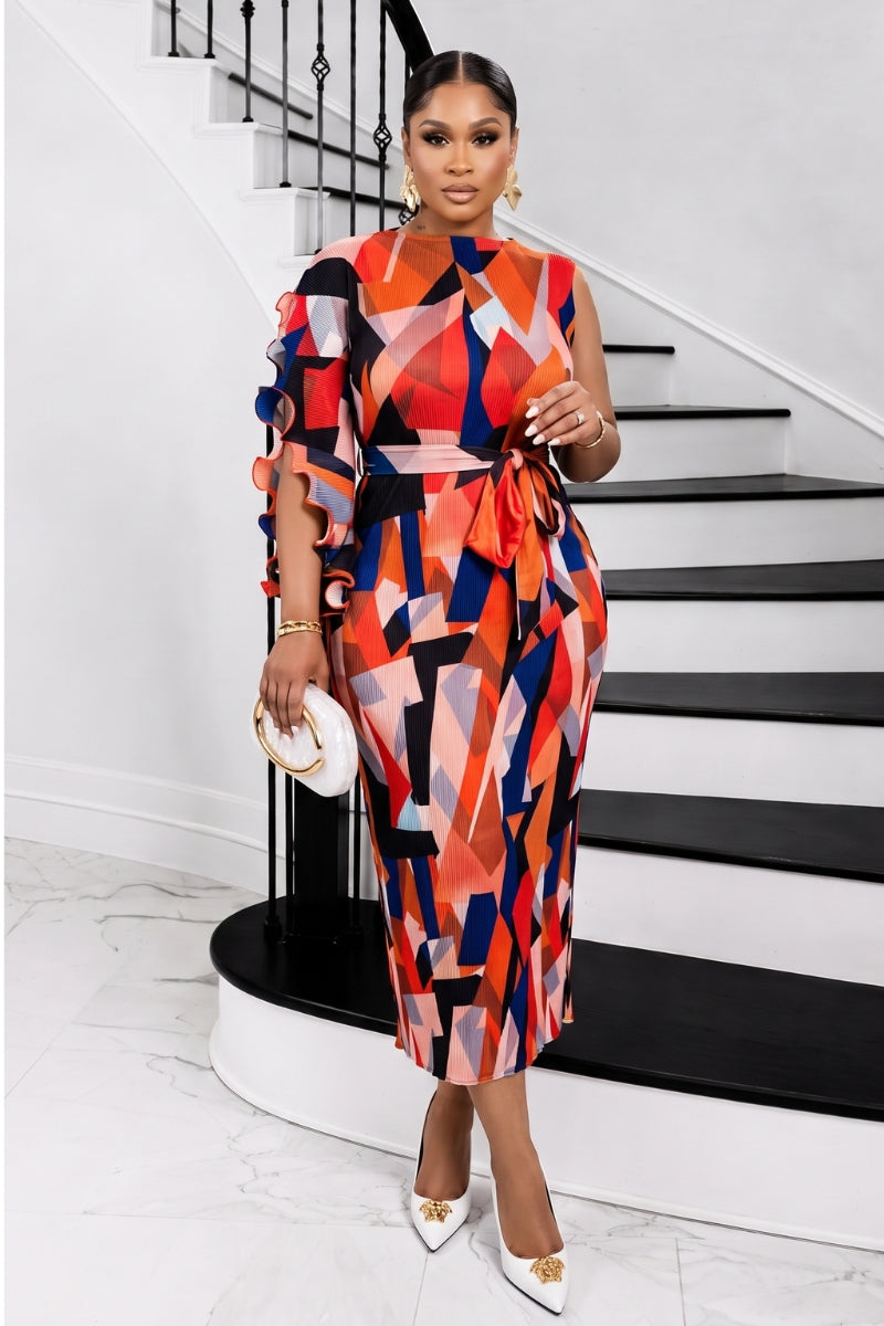 Monarch Mosaic Pleated Dress