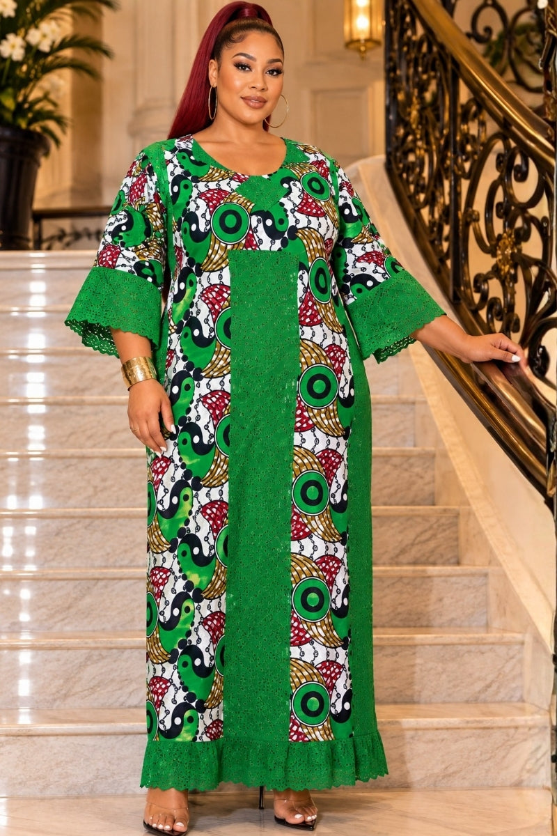 Ankara & Lace Statement Maxi Dress