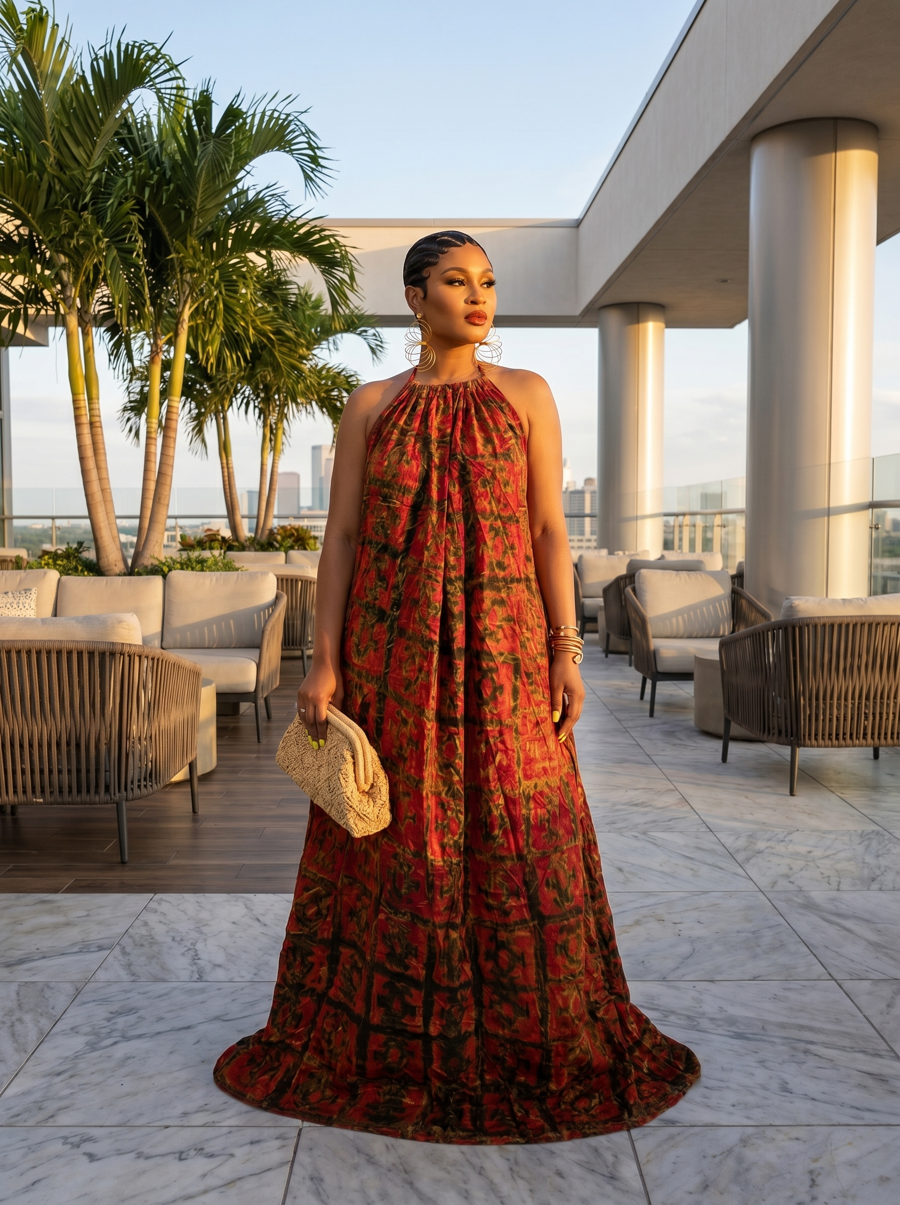 Adire Heiress Open-Back Maxi Dress