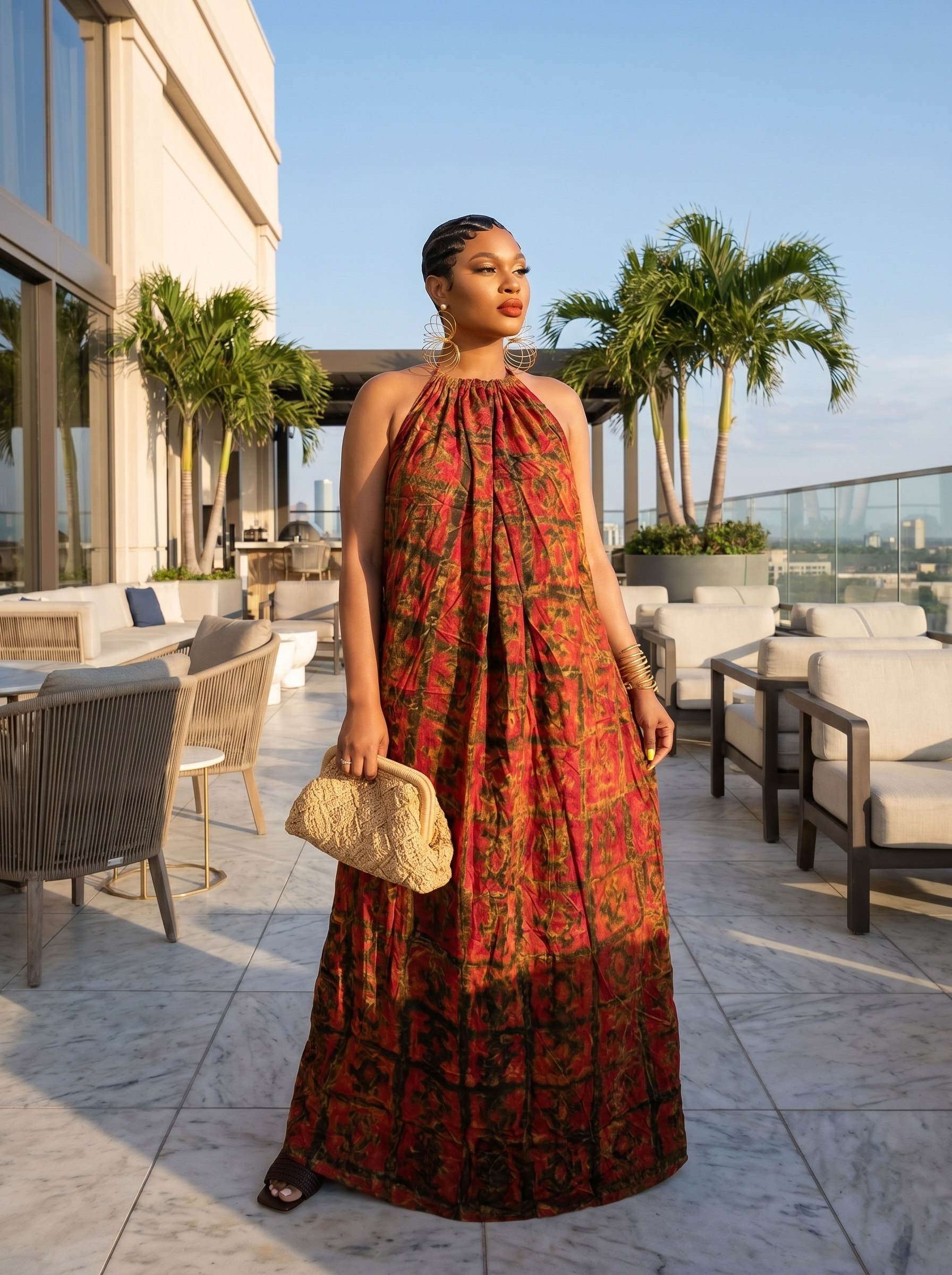 Adire Heiress Open-Back Maxi Dress