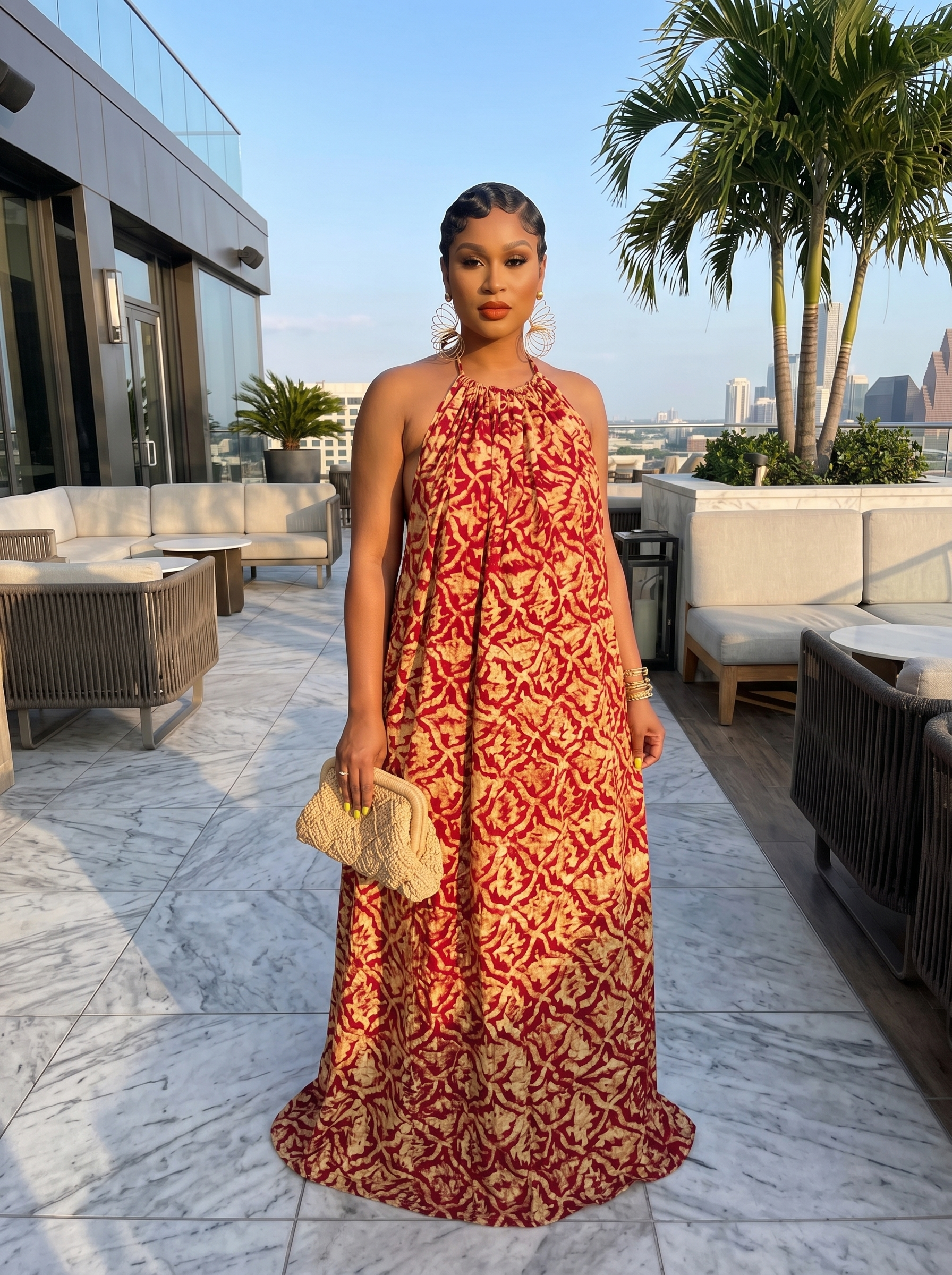 Adire Heiress Open-Back Maxi Dress