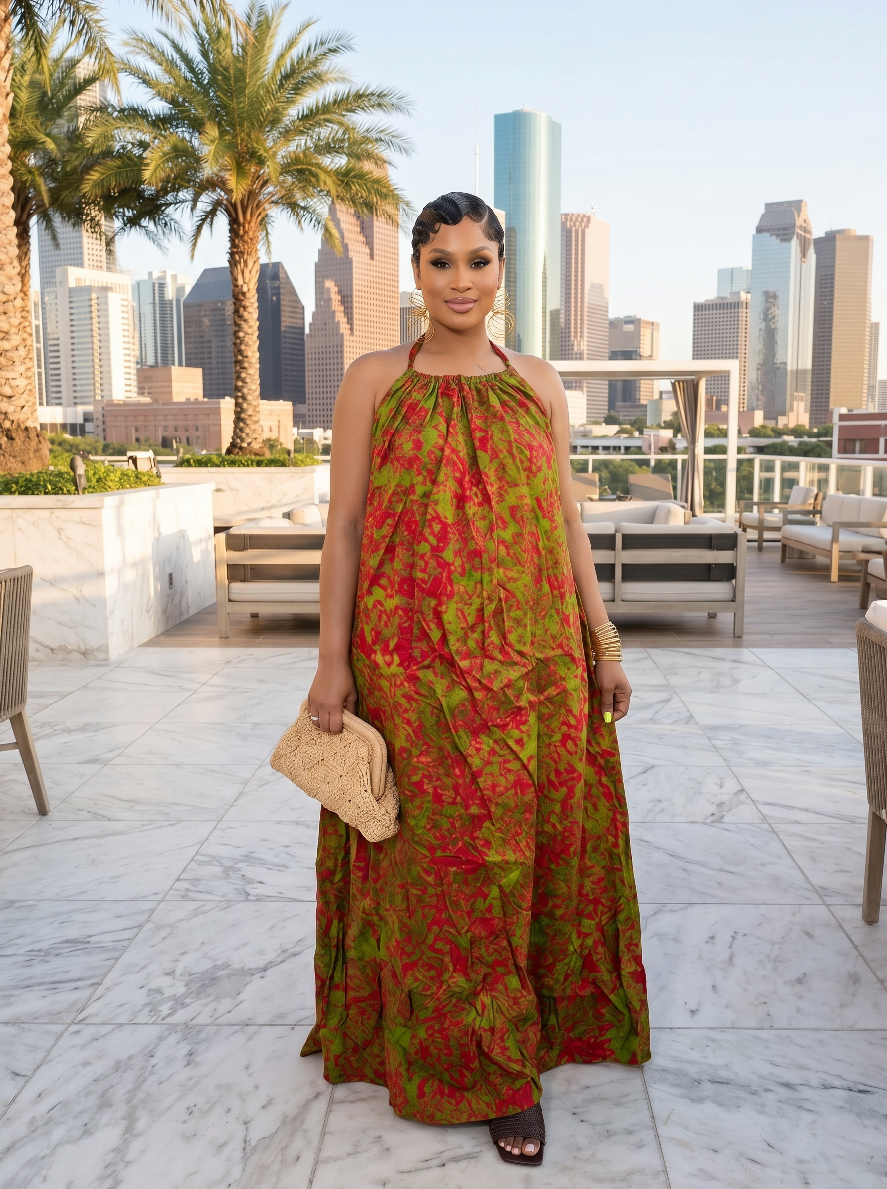 Adire Heiress Open-Back Maxi Dress