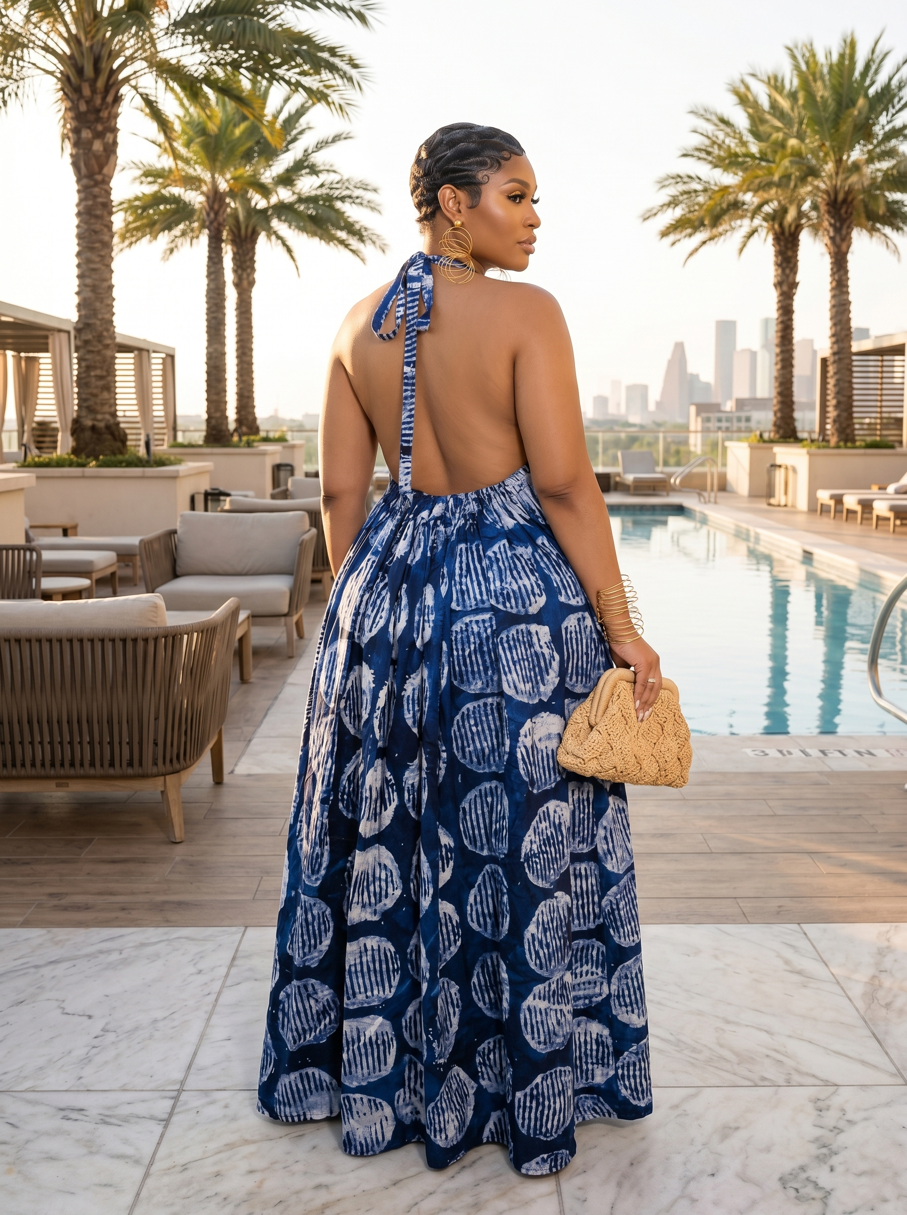 Adire Heiress Open-Back Maxi Dress