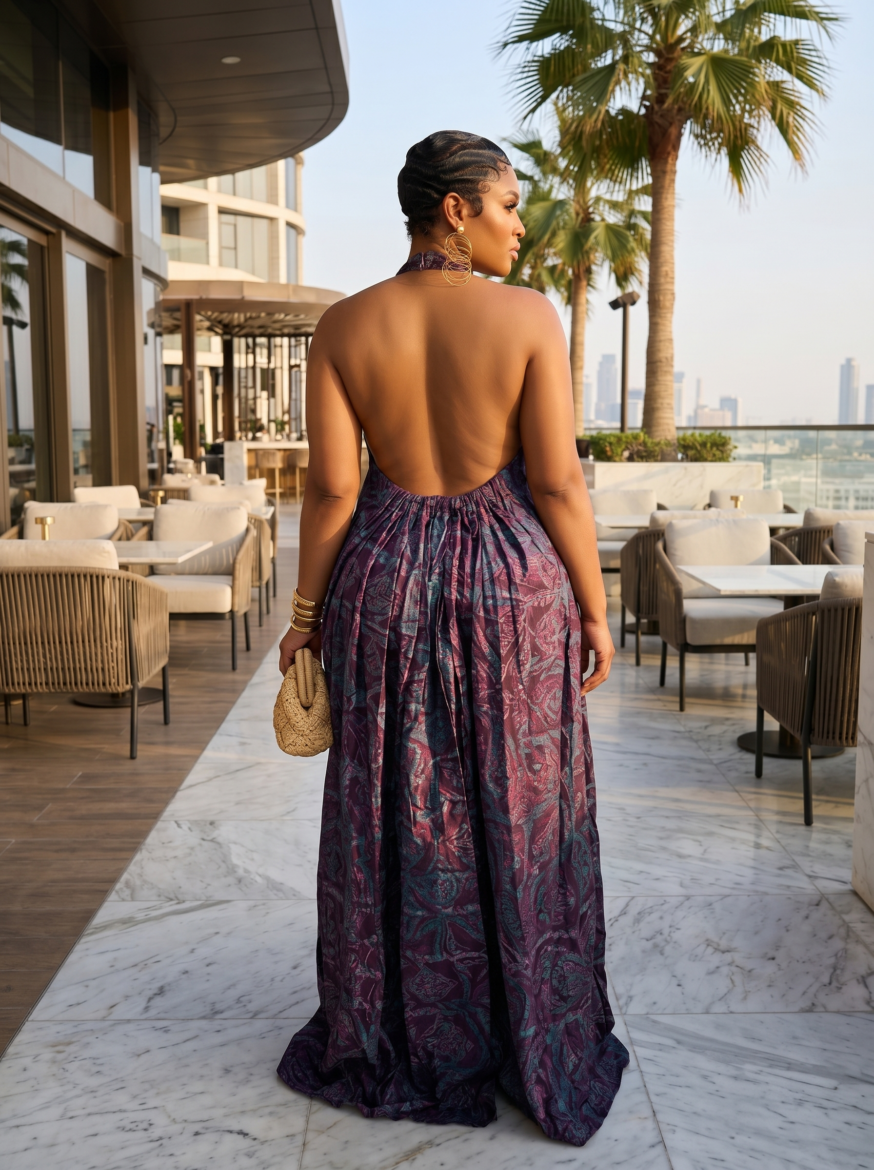 Adire Heiress Open-Back Maxi Dress