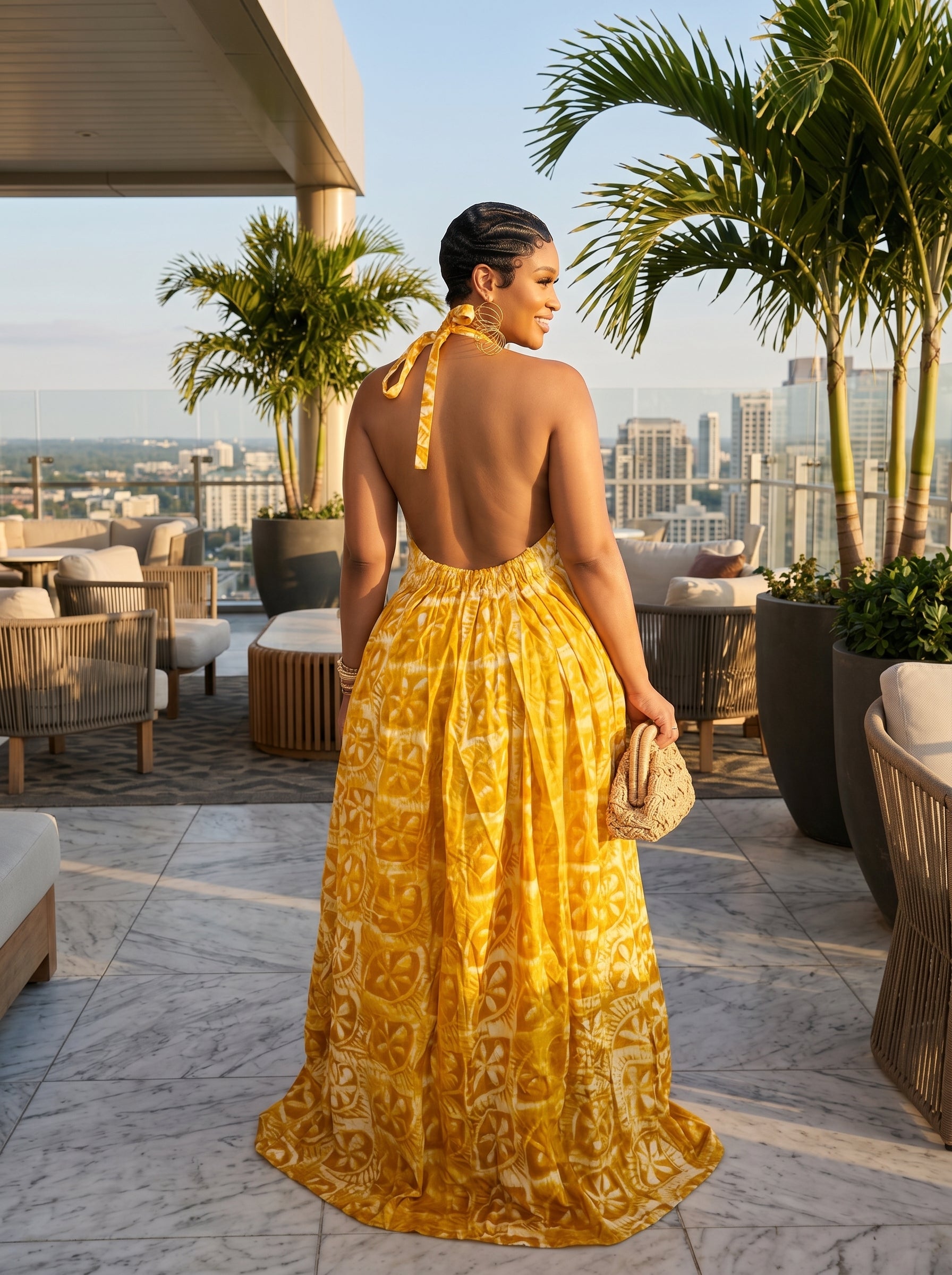 Adire Heiress Open-Back Maxi Dress