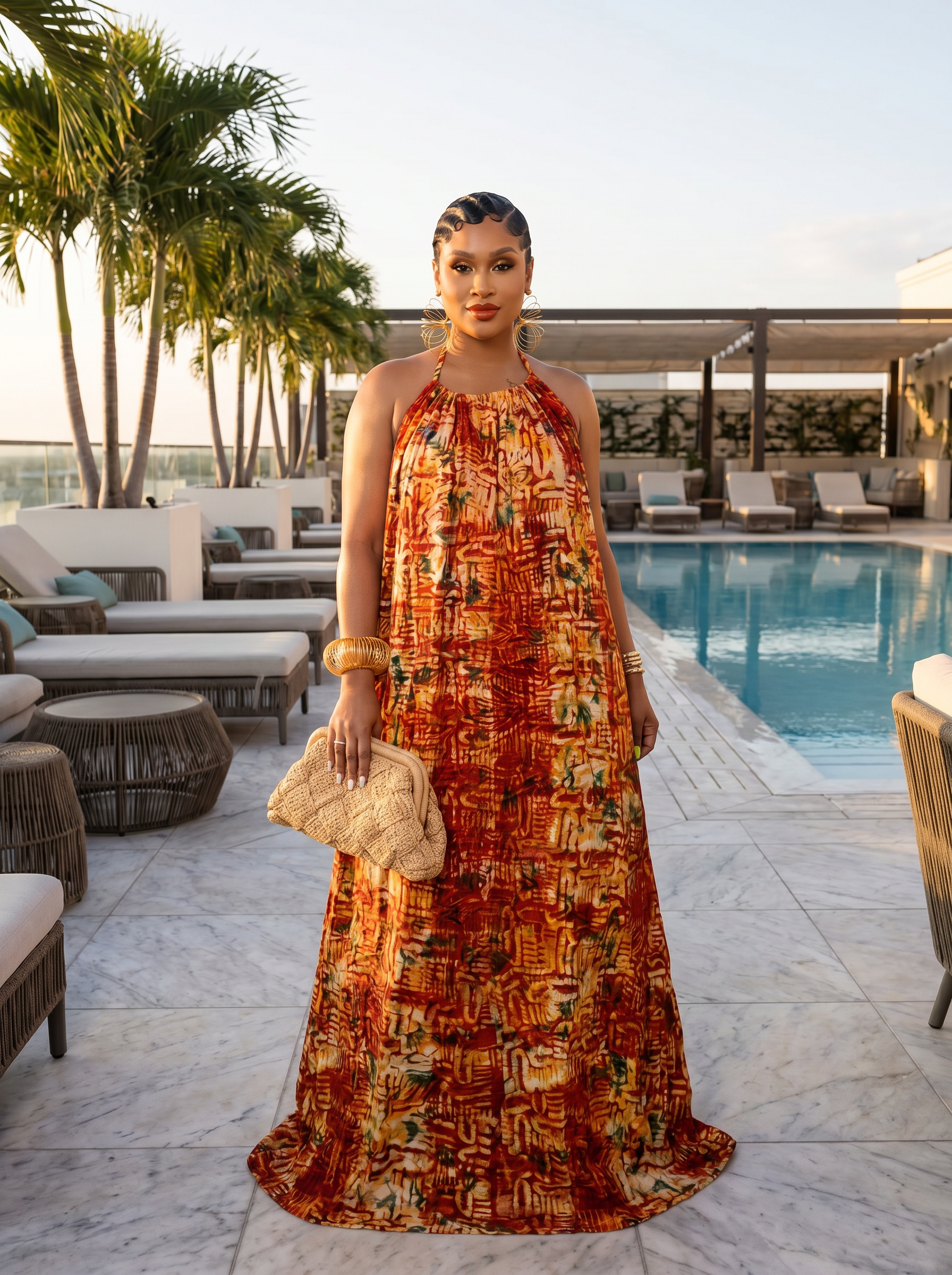 Adire Heiress Open-Back Maxi Dress