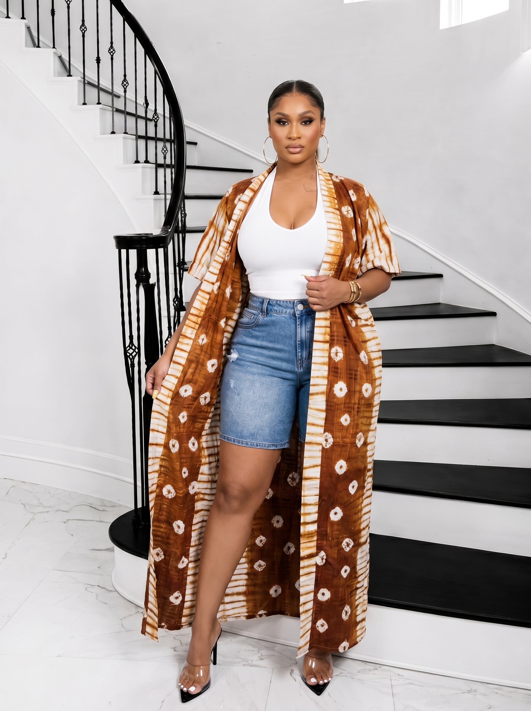 Adire Muse Longline Kimono