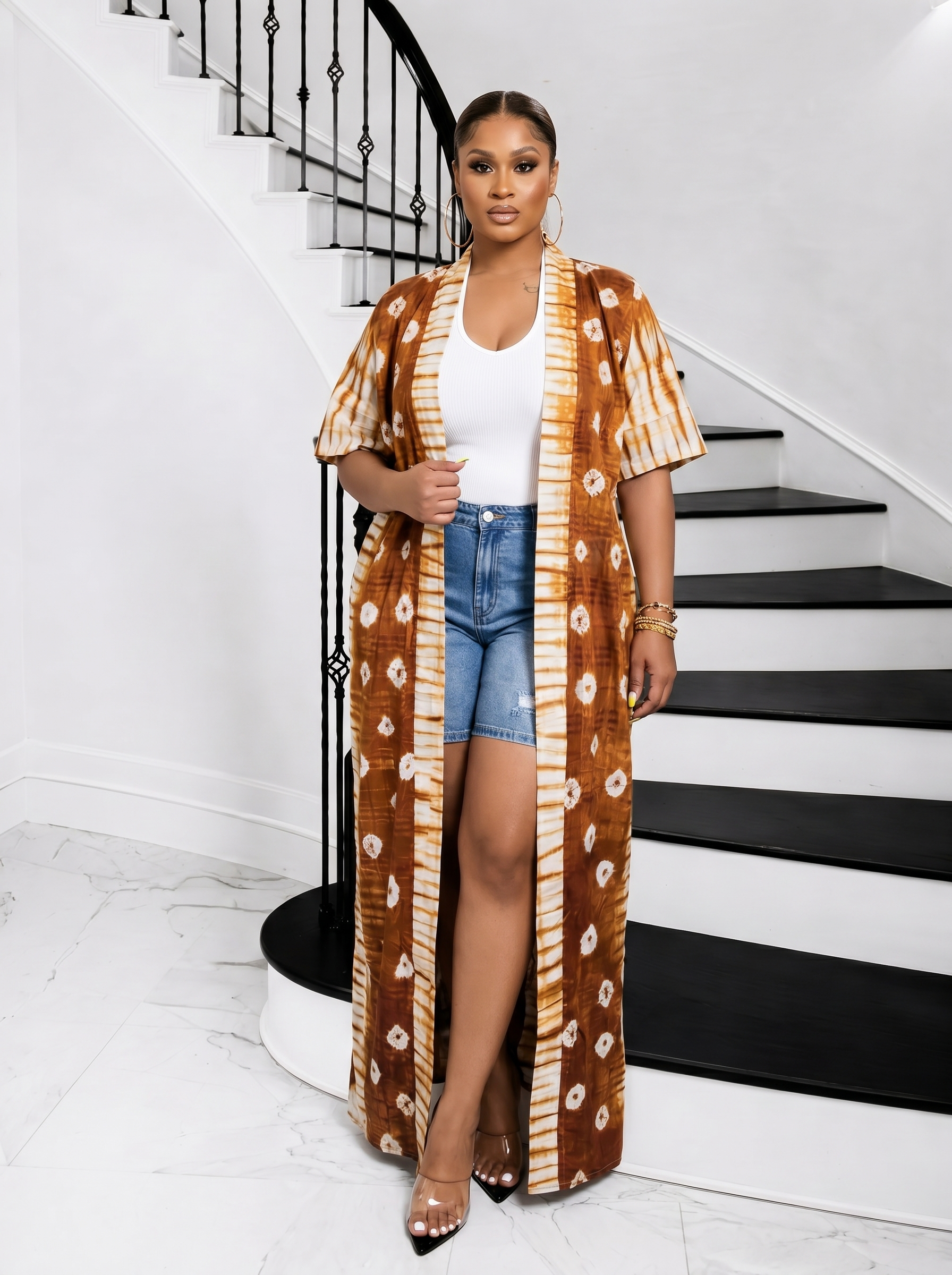 Adire Muse Longline Kimono