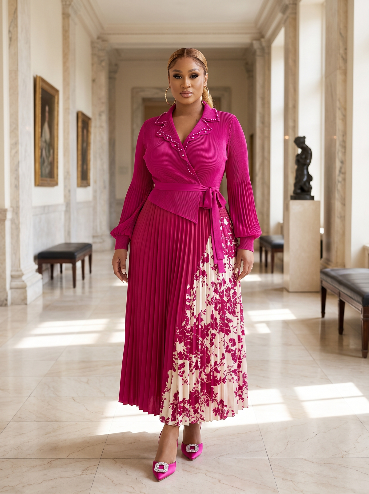 The Fiora Miyake Pleated Maxi Dress