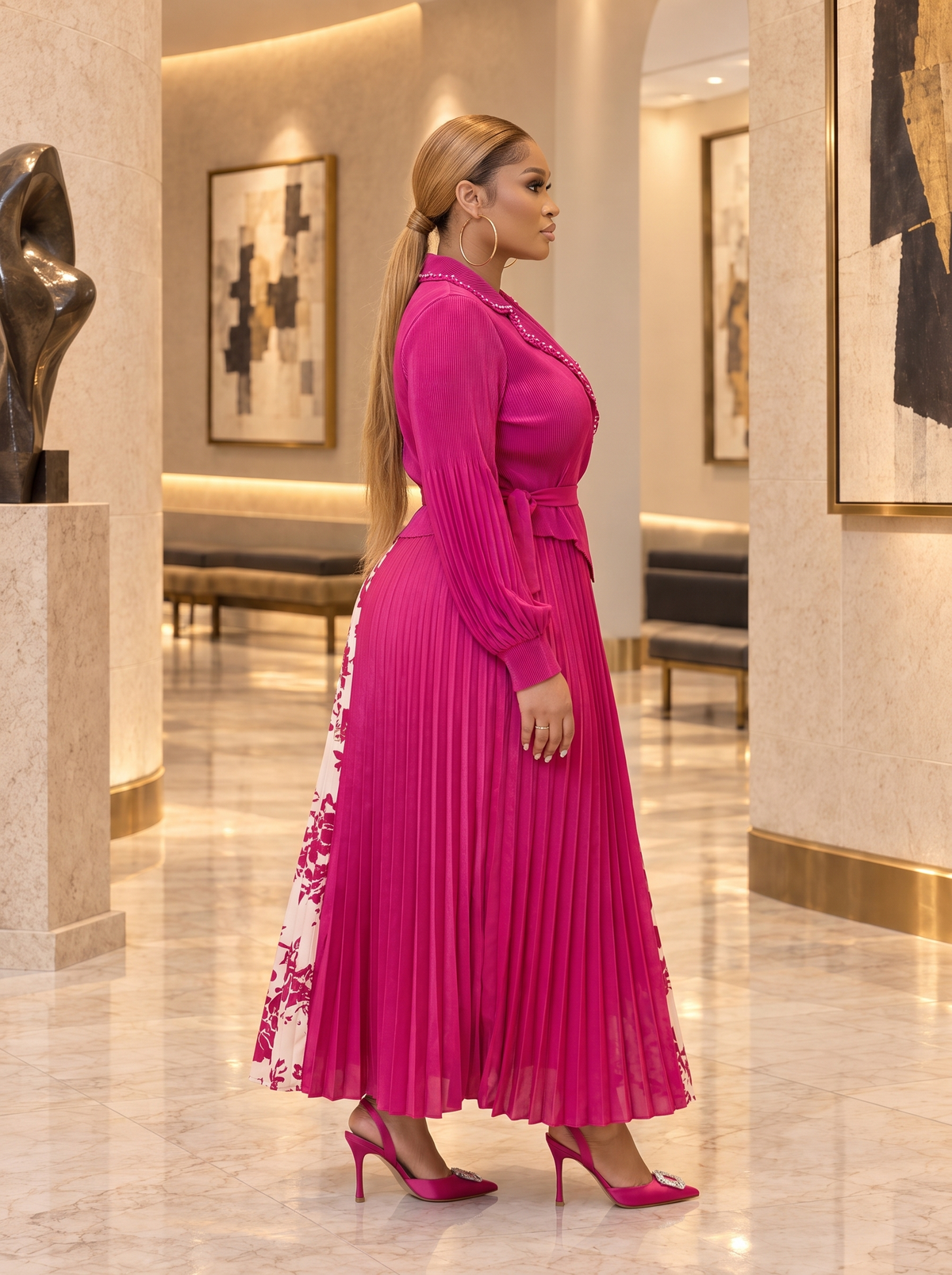 The Fiora Miyake Pleated Maxi Dress