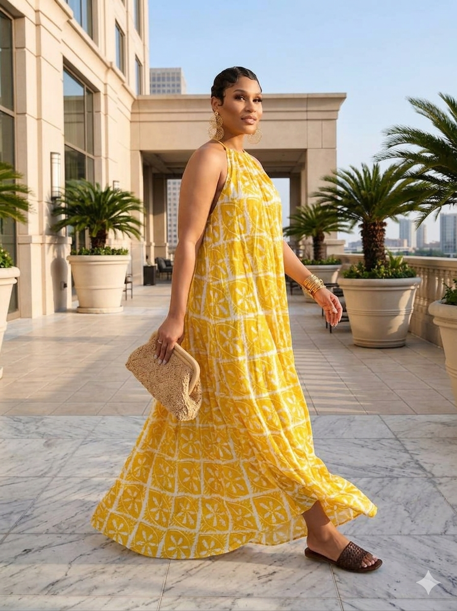Adire Heiress Open-Back Maxi Dress (Copy)