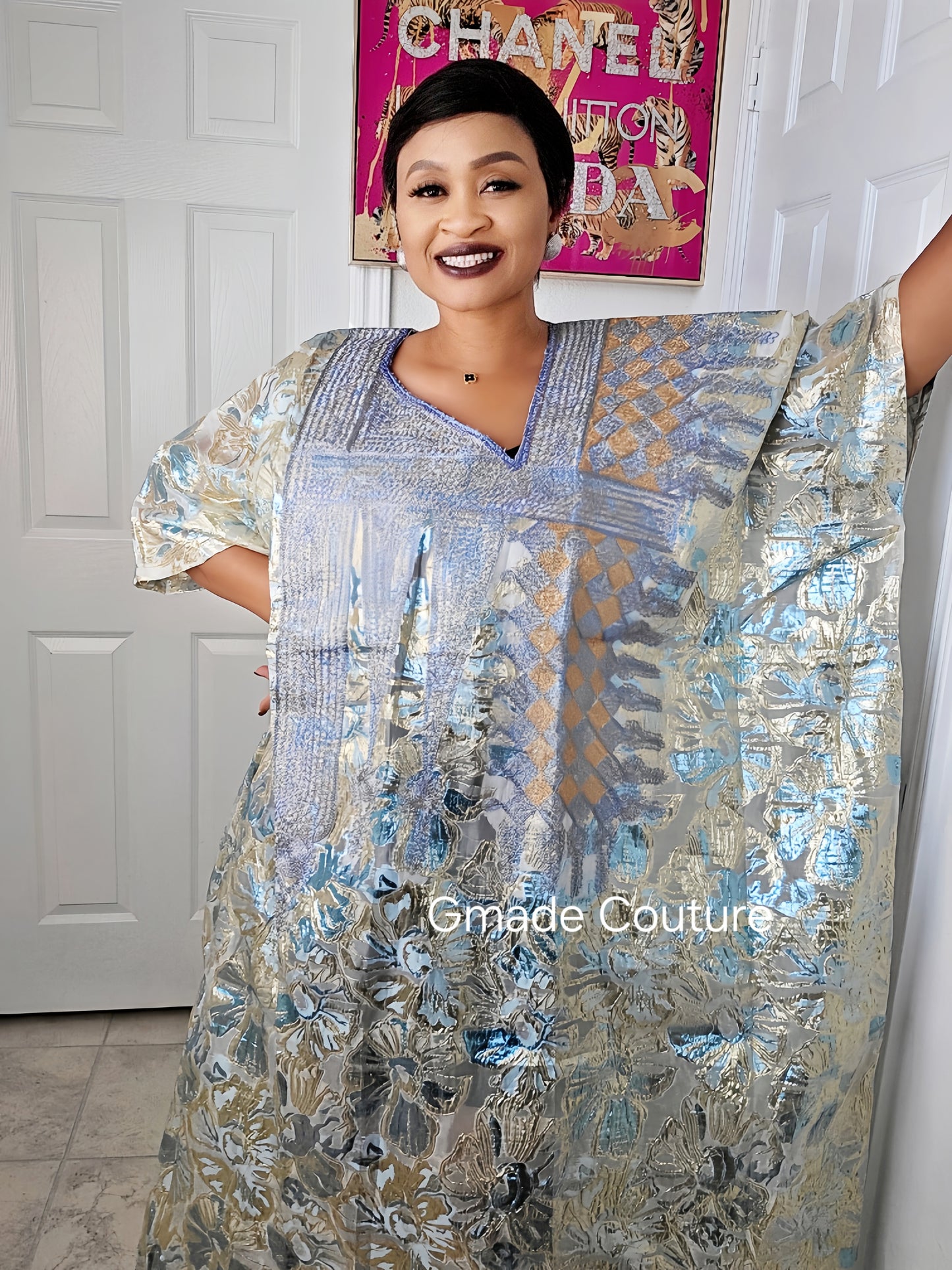 High Quality European Damask Brocade Cupion Agbada Rich Aunty Luxurious Agbada Bubu Maxi Dress Kaftan Dress fully embroidered with Matching Scarf