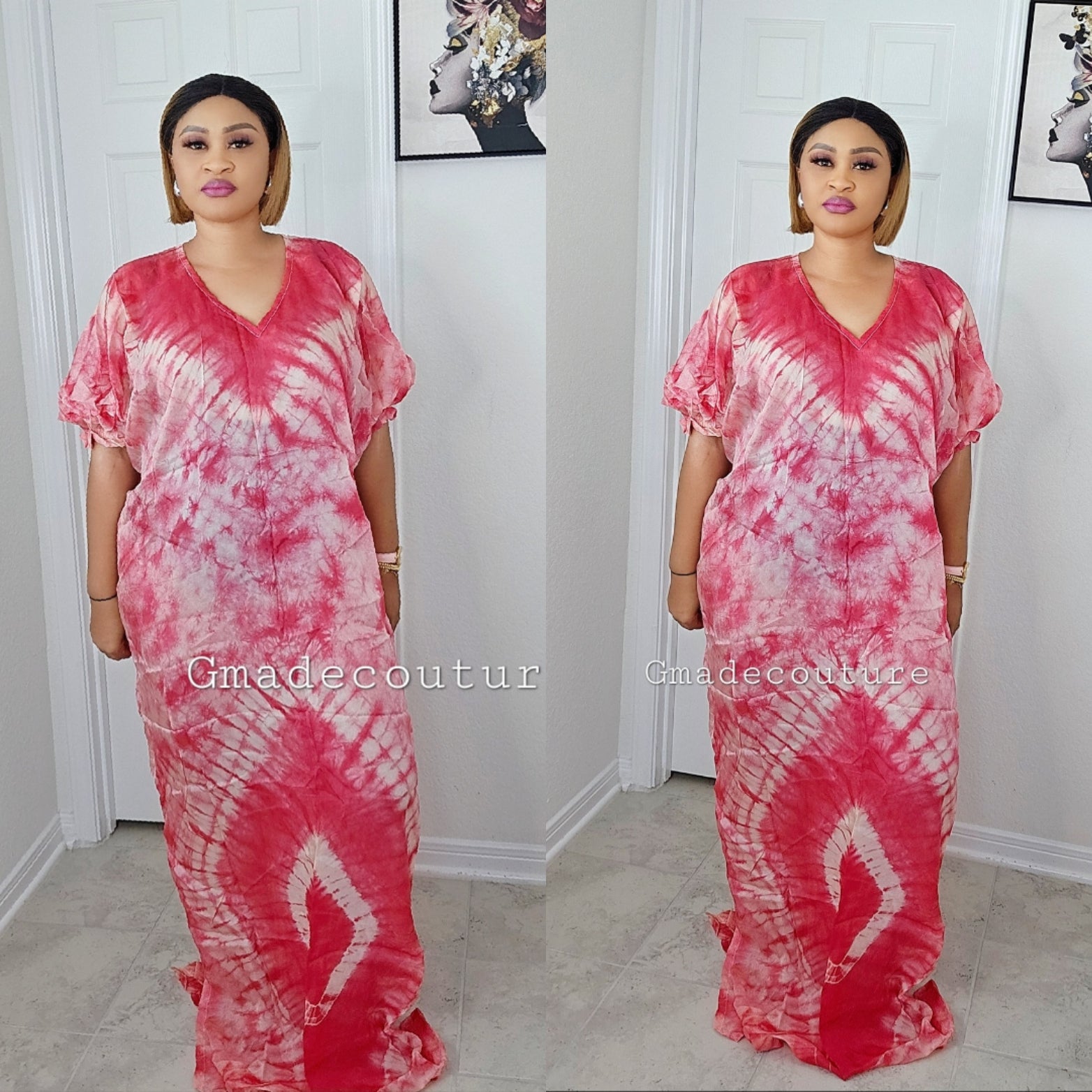 Adire silk bubu/ tie and dye maxi dress for women, free size dress