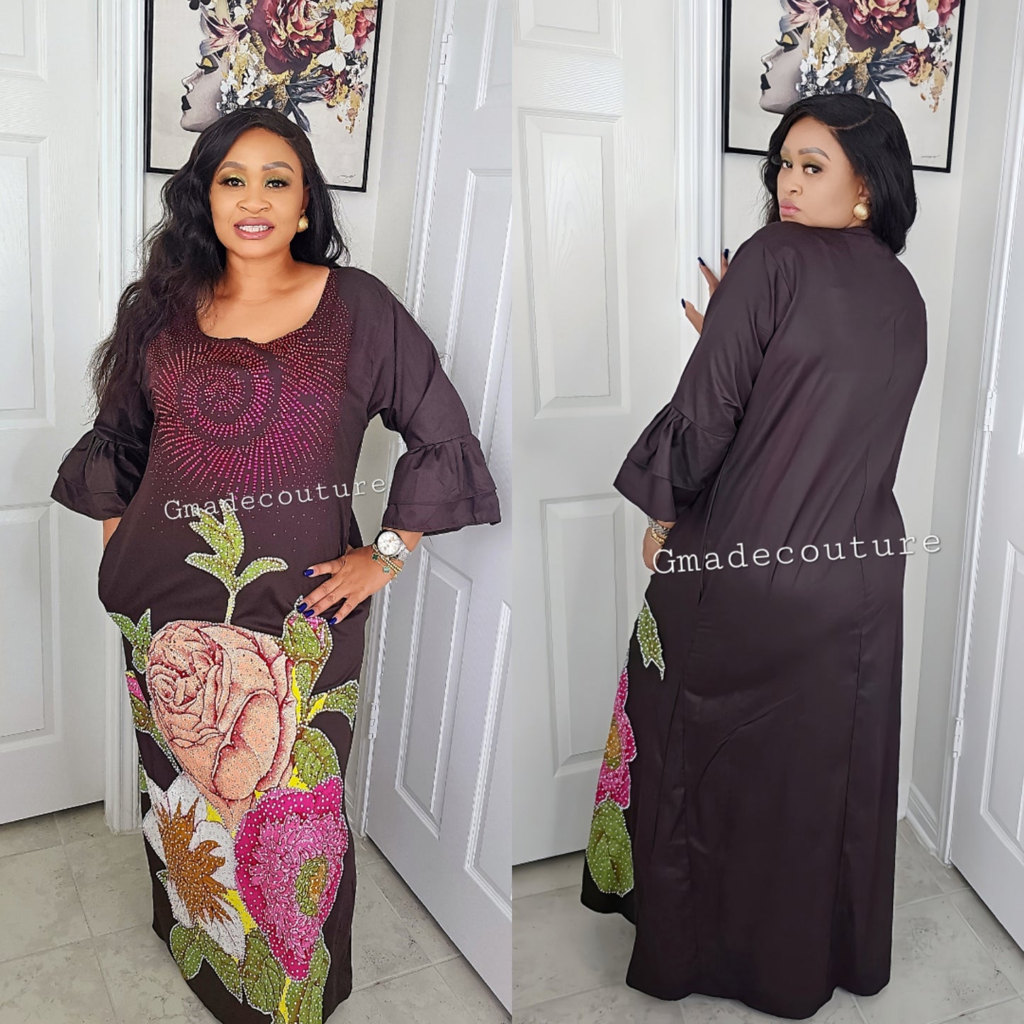 SUSU KAFTAN WITH ANKARA PATCH DRESS