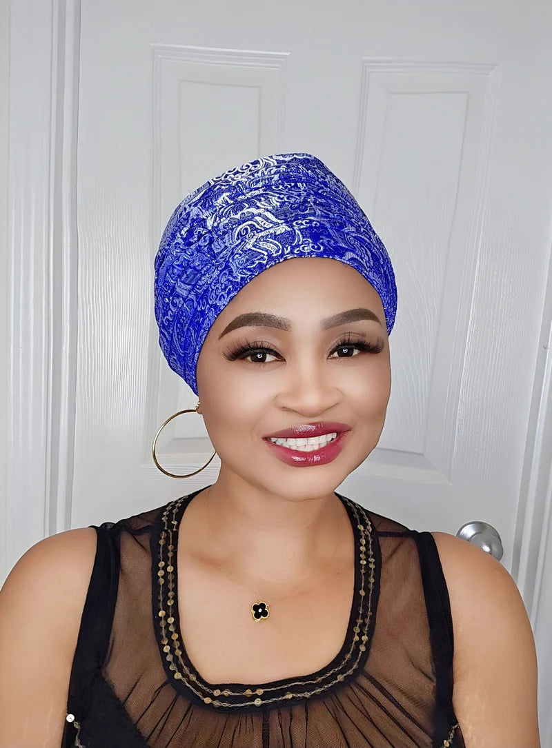 Rich Aunty Brocade Gele Cap Turban