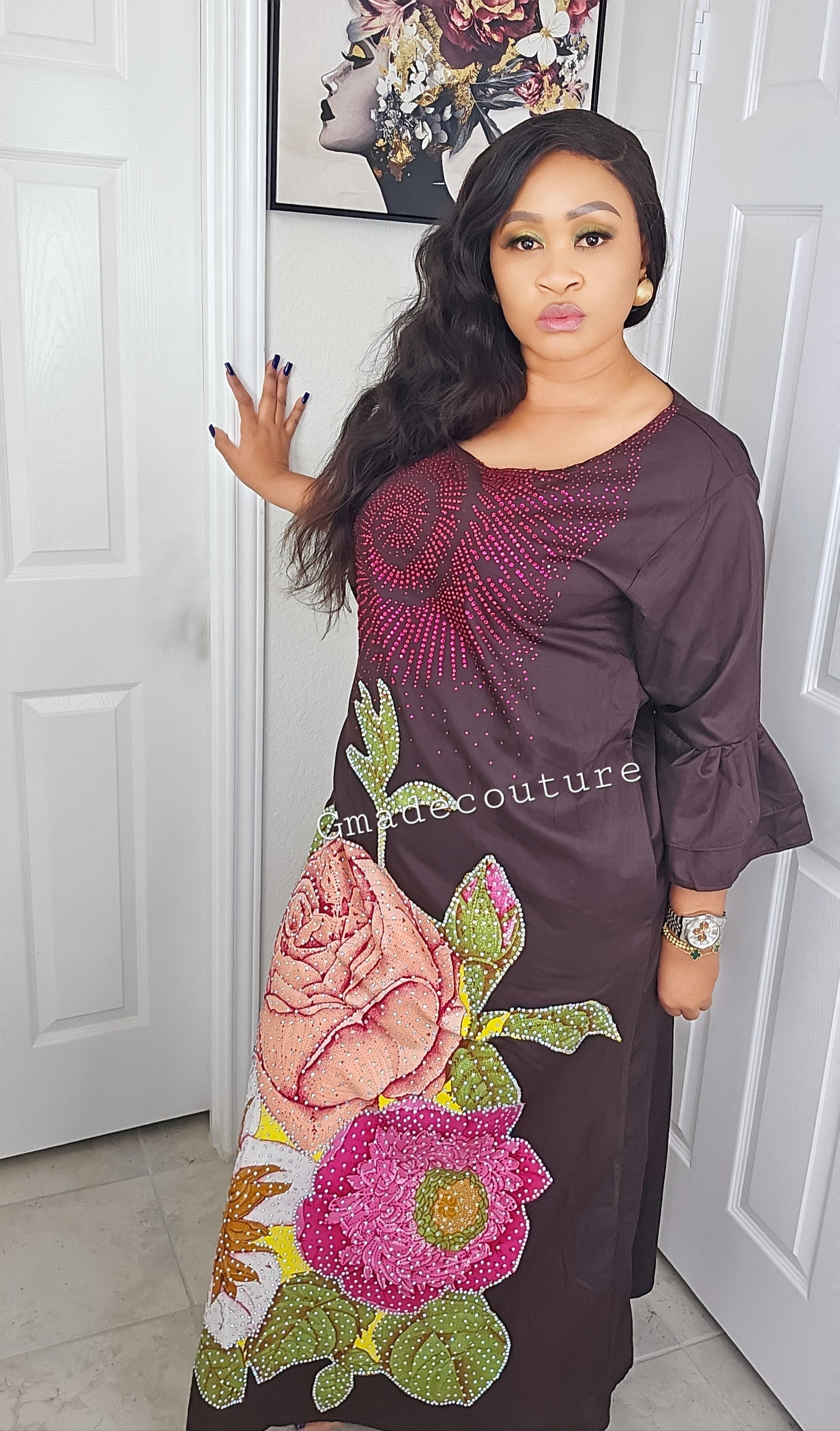 SUSU KAFTAN WITH ANKARA PATCH DRESS